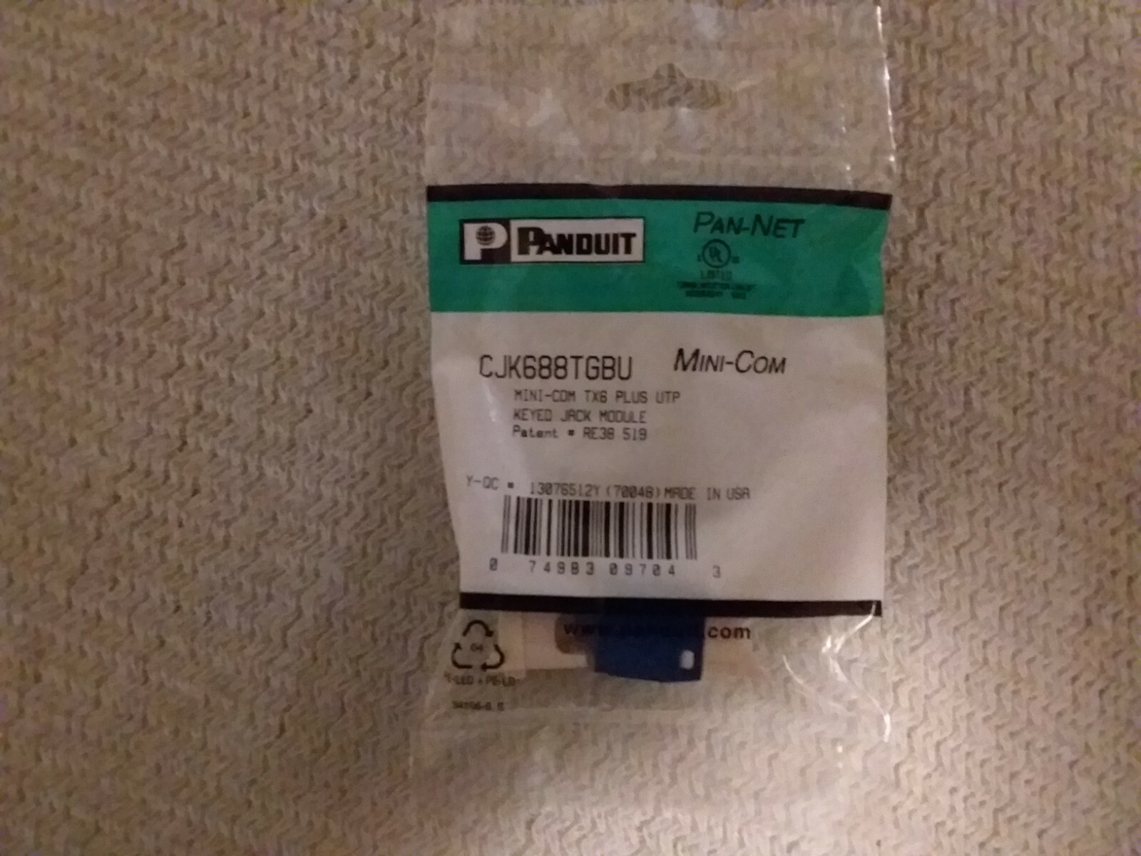Panduit CJK688TGBU Mini-com Jack Module Blue TX6 PLUS UTP