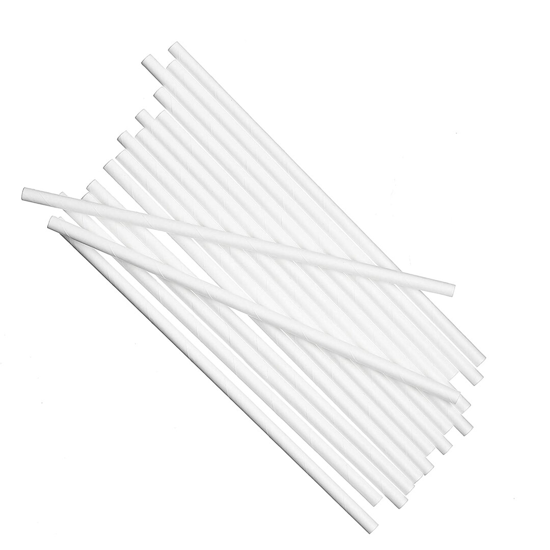 7.75 Inches White Disposable Paper Drinking Straws | Unwrapped & Compostable