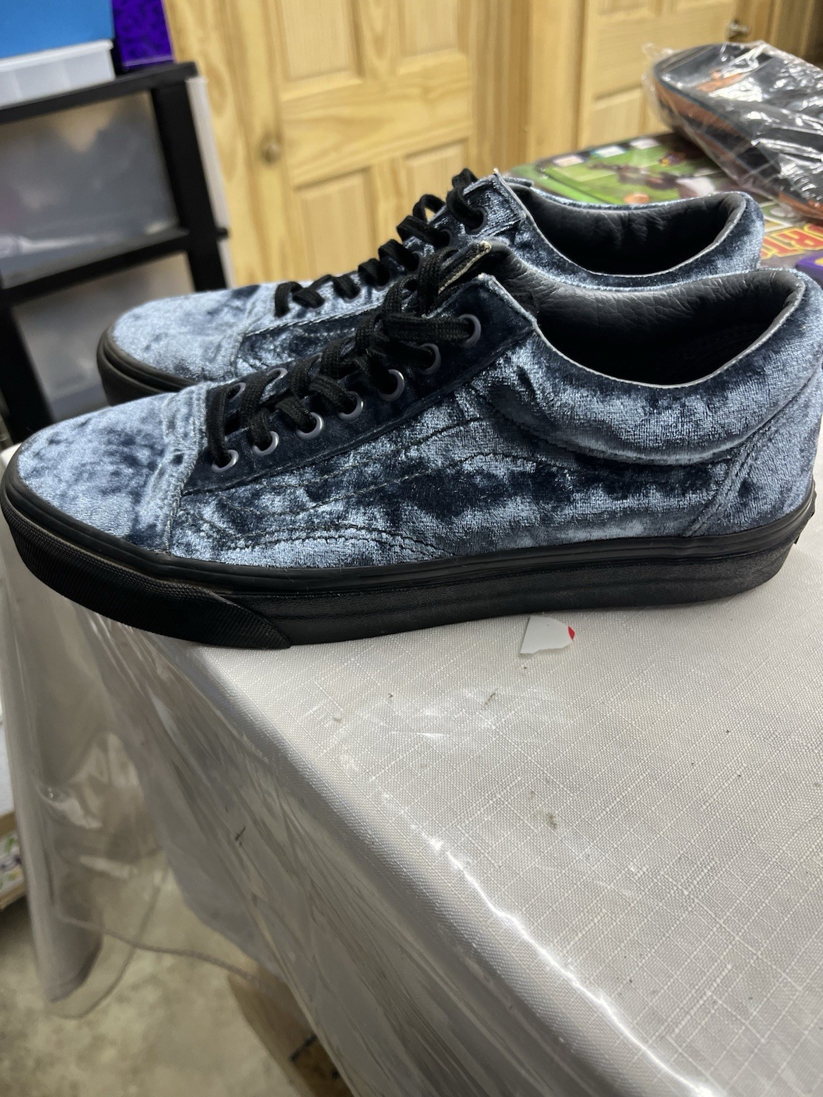 Vans Old Skool Off The Wall Crushed Blue Velvet 721278 Shoe Men 7.5 Women 9(W)