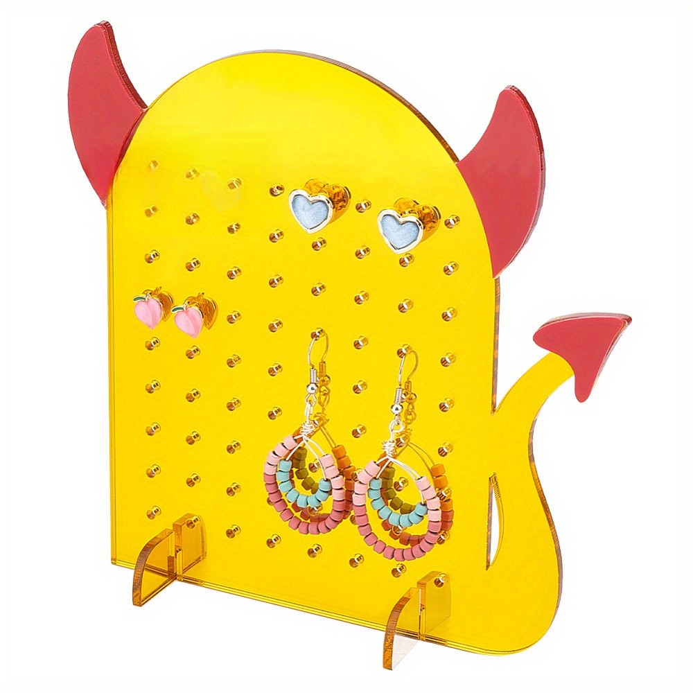 1set Acrylic Earring Display Stands Earring Organizer Holder Red Monster Pattern