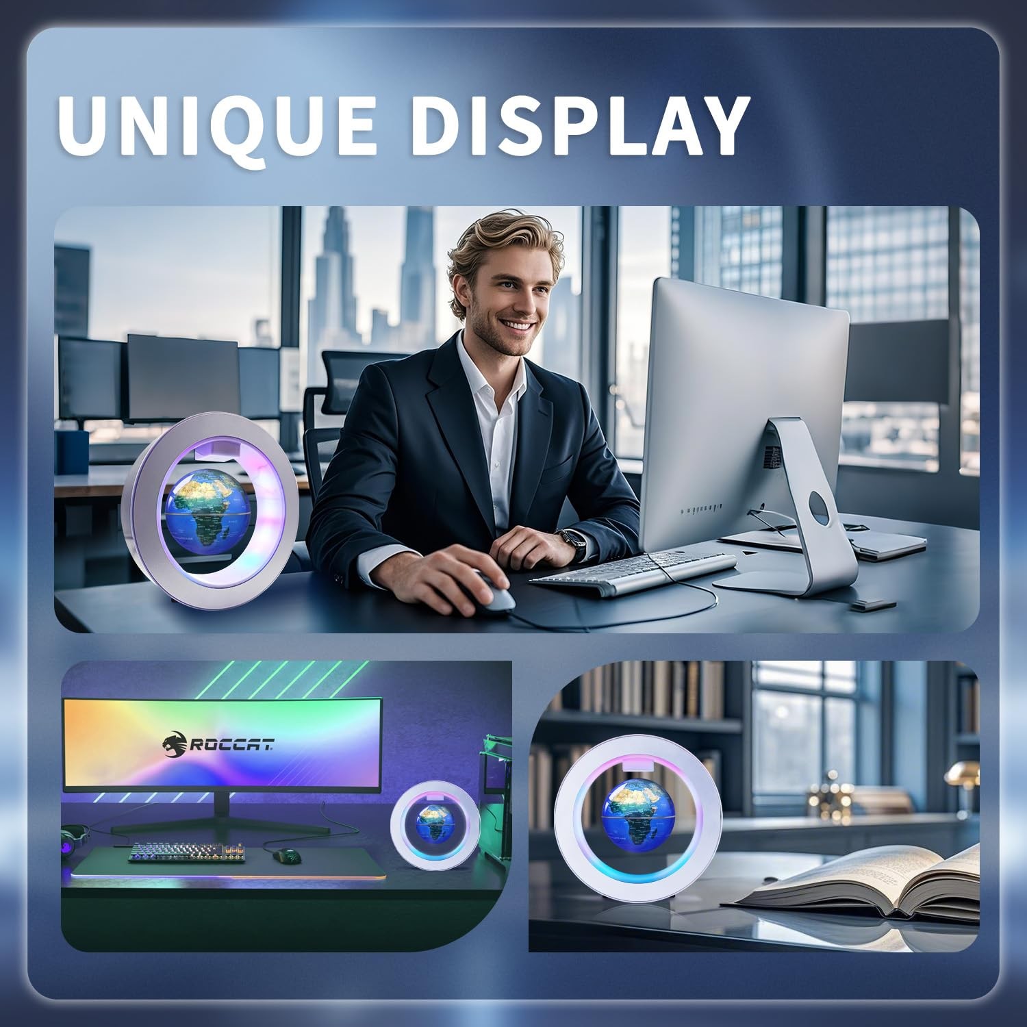 Floating Globe O Frame, Magnetic Levitating Technolog, Cool Gadgets for Men, ...