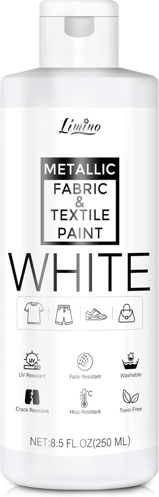White Fabric Paint - 250Ml Textile Paint Permanent for Textile and Leather Cloth