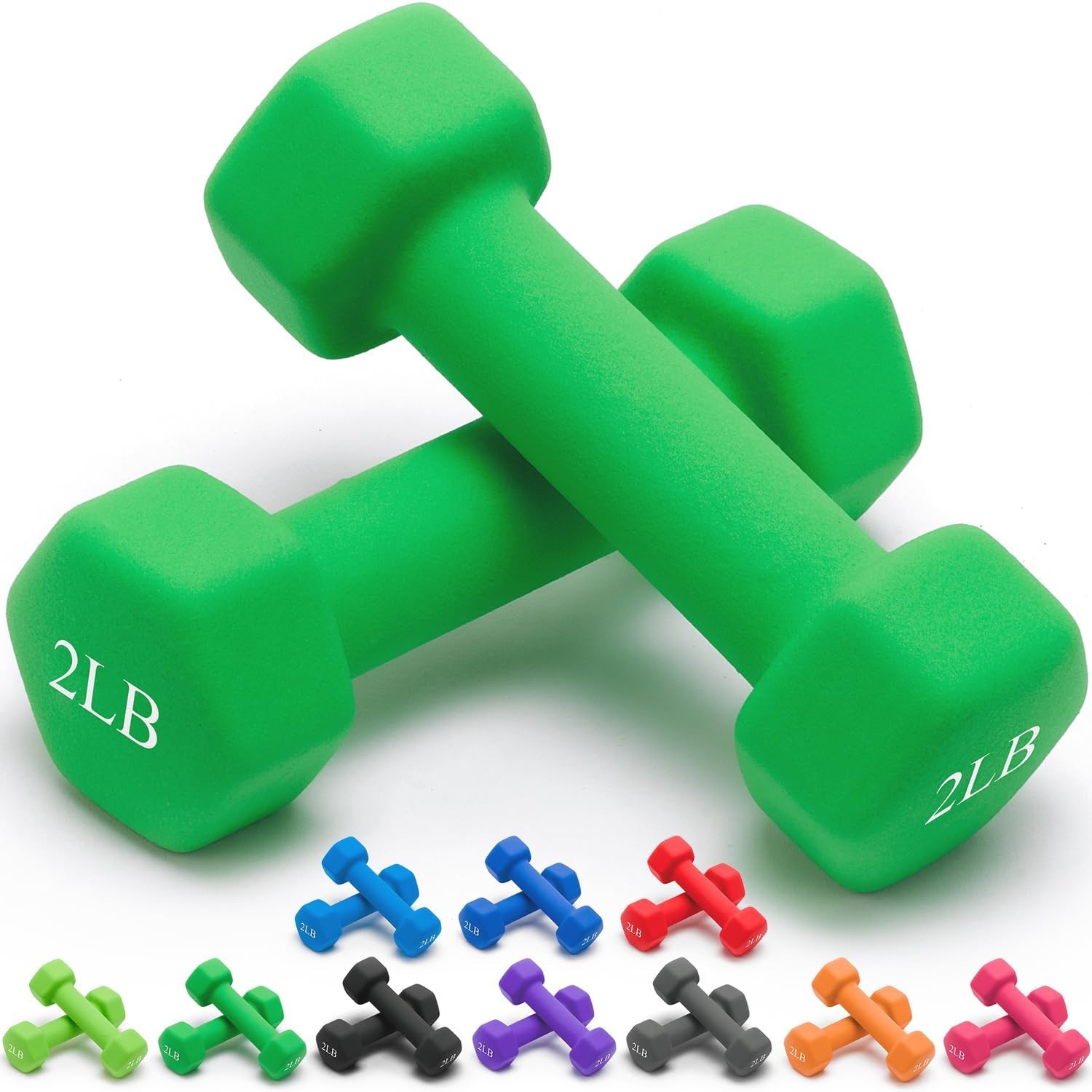 8 Colors Options Compatible with Set of 2 Rubber Dumbbell Weight, 5-50 LB, Anti-