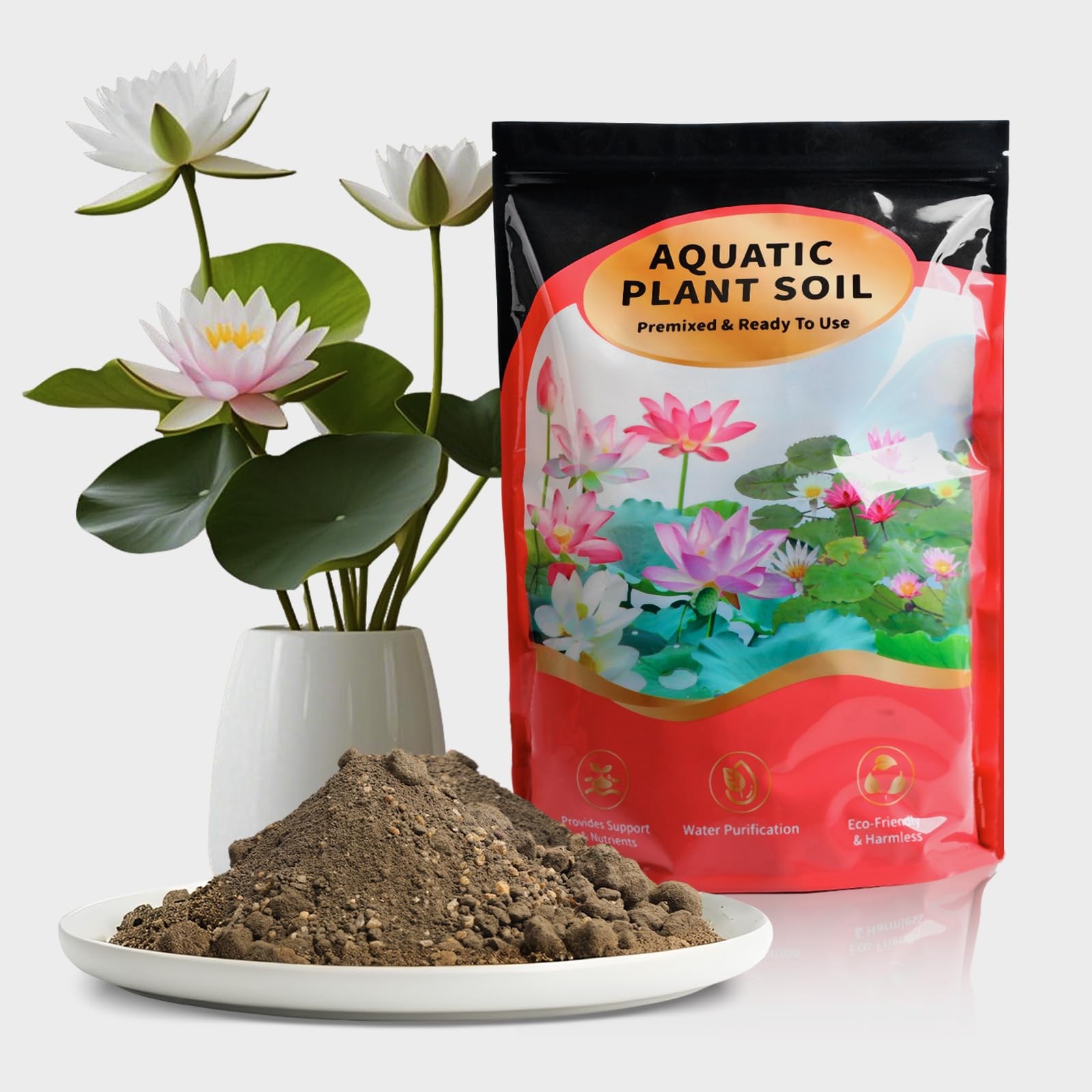Aquatic Plant Soil for Lotus, Pond Plants & Hydroponics  3.3 lbs Organic