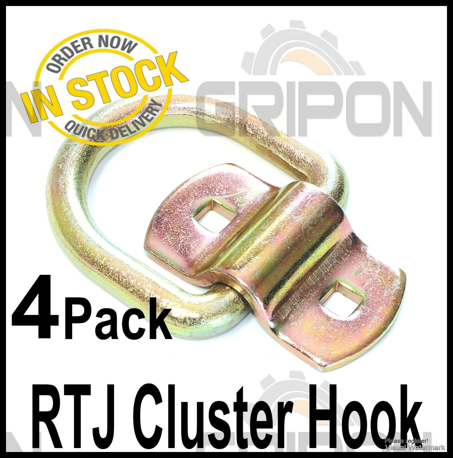 4x 1/2" Bolt-On D-Ring Cargo Strap Tie Down Flatbed Truck Trailer Rings ATV