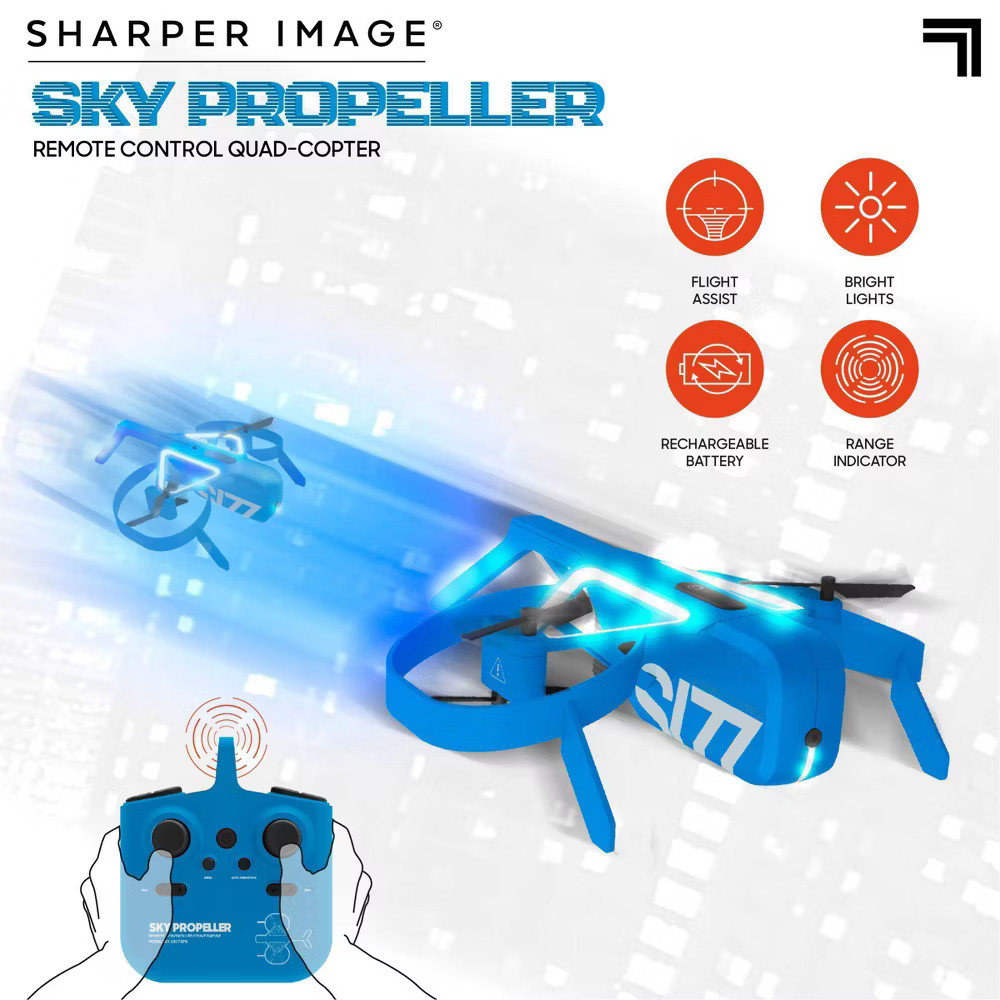Sharper Image Sky Propeller Remote Control Blue Quadcopter Drone