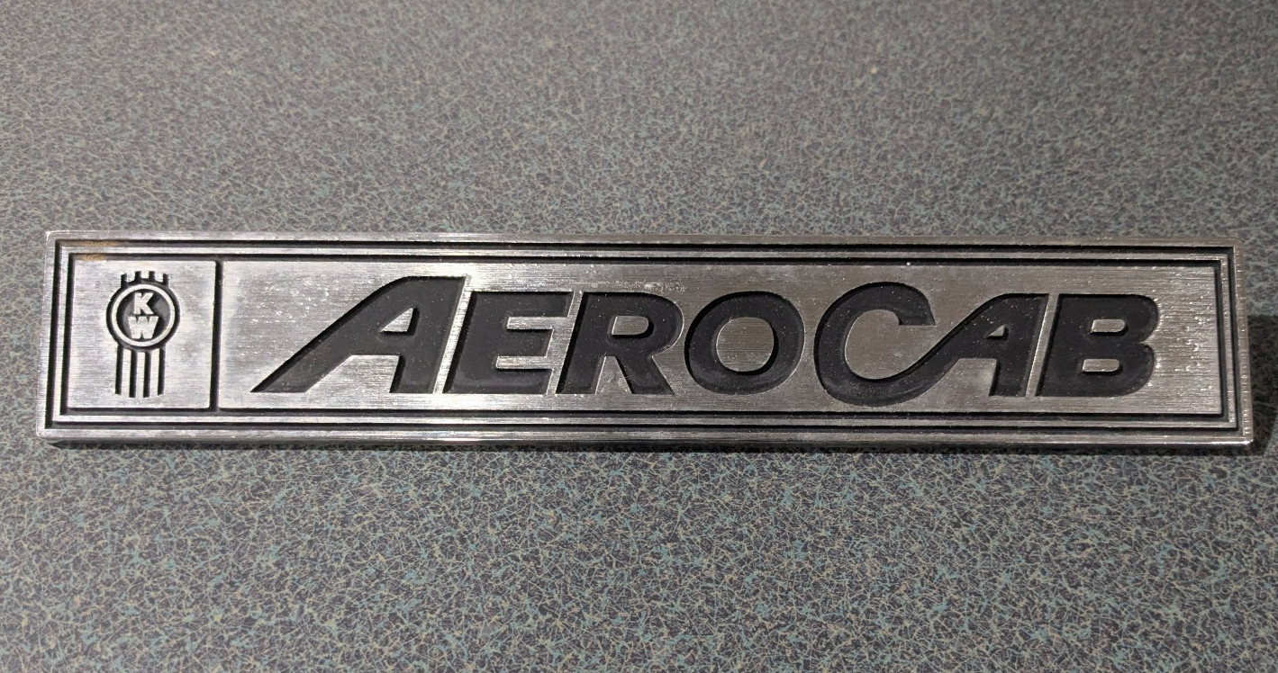 Vintage Metal Kenworth Truck Aerocab Emblem Nameplate Logo Badge Decal RARE