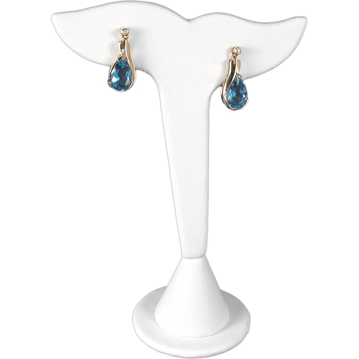 White Faux Leather Leaf Earring Jewelry Display Stand 5"