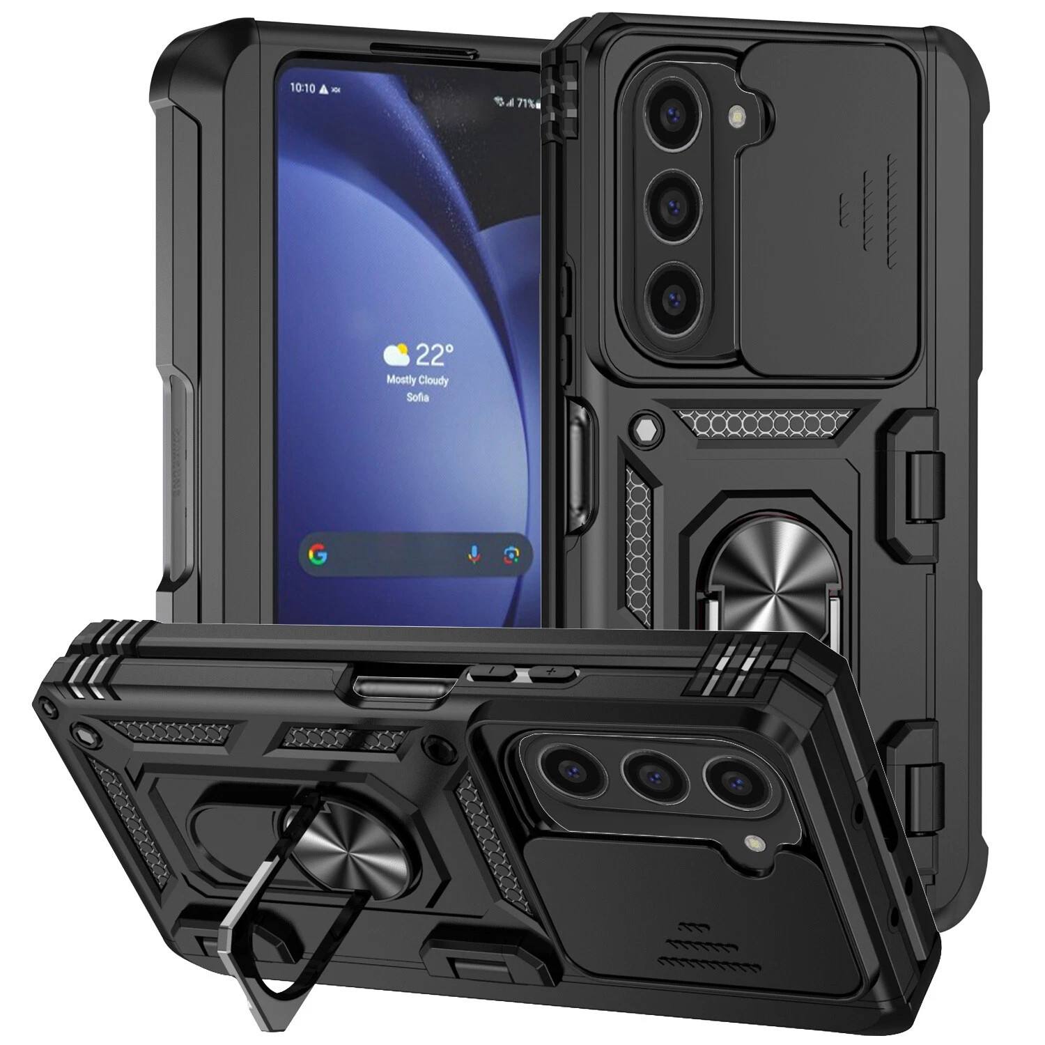 For Samsung Galaxy Z Fold 7 6 5 4 Shockproof Kickstand Magnetic Slide Lens Case