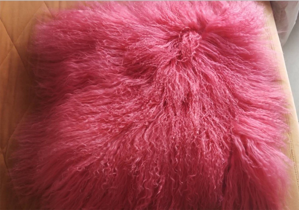 100% Real Mongolian Fur Square White Pillowcase Cover Seat Pillow Cushion 5color