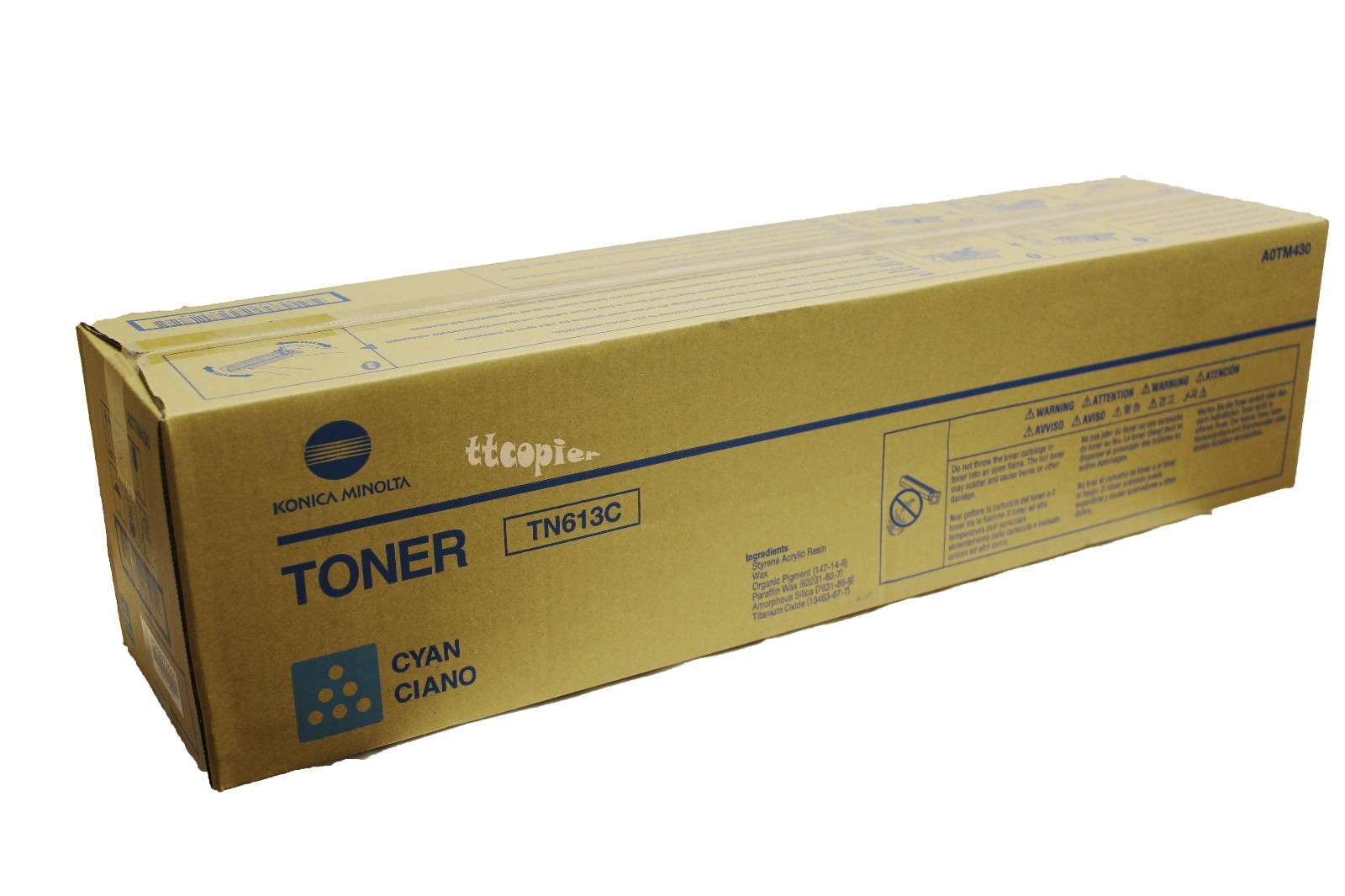 TN613C , A0TM430 Genuine Konica Minolta Bizhub C452 C552 C652 Cyan Toner