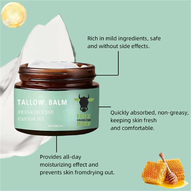 Tallow Balm Moisturizing Cream Frankincense Castor Oil 30g