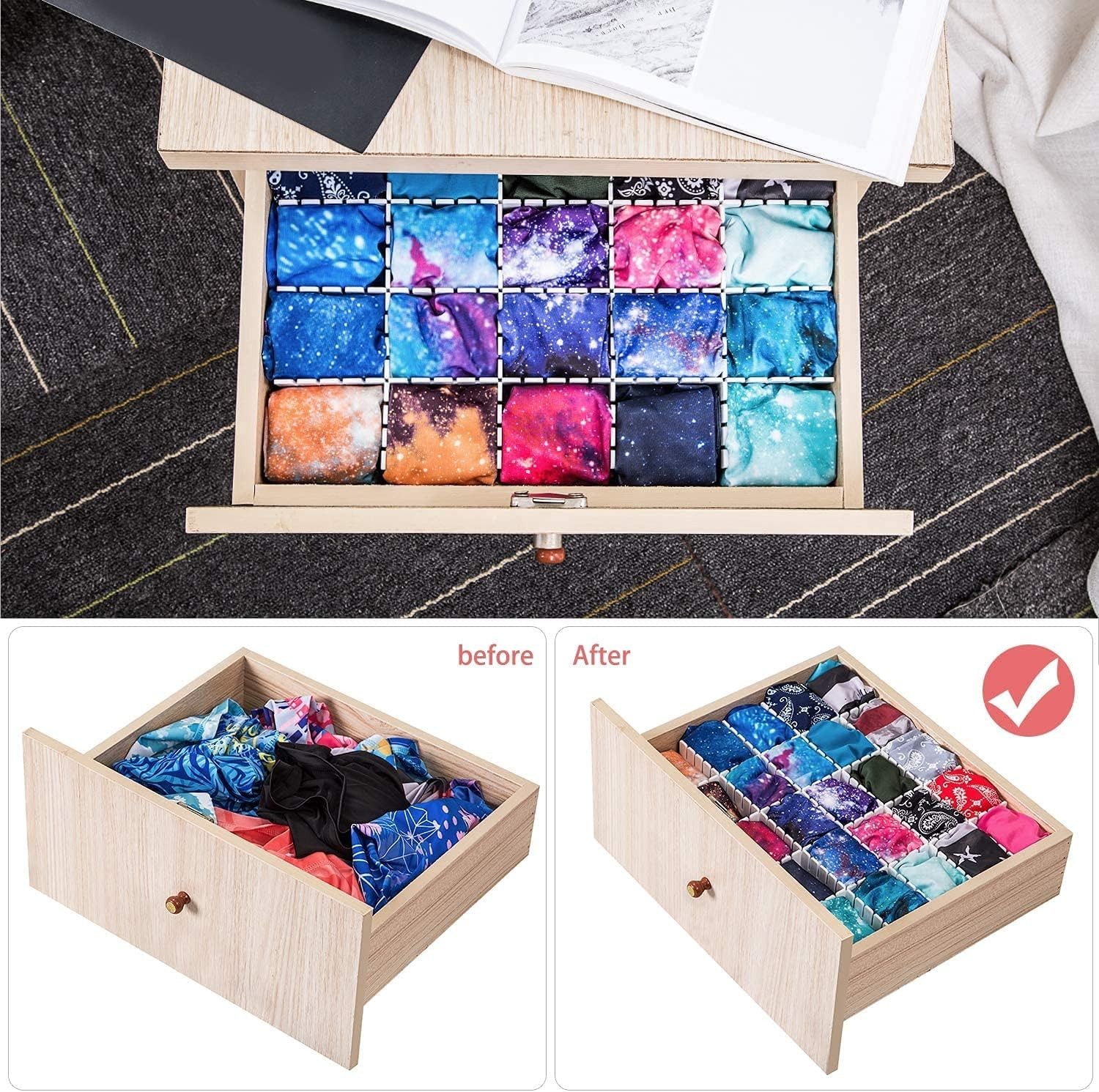 8Pcs Adjustable Drawer Dividers – Effortless Organization for Home & Office