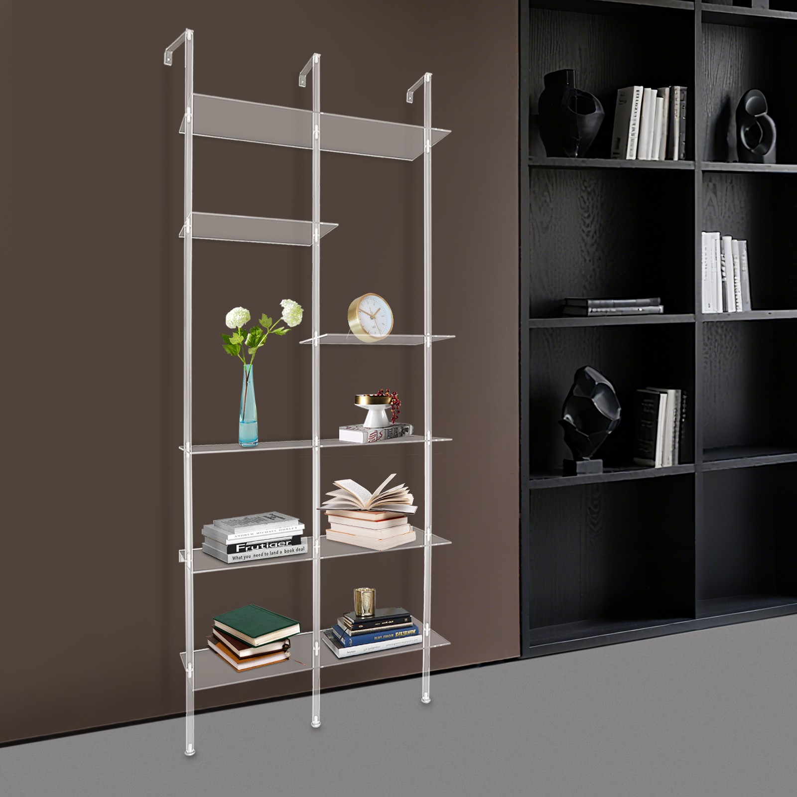 Storage Rack 6-tier Acrylic Bookshelf Multipurpose Bookcase Unobstructed Display