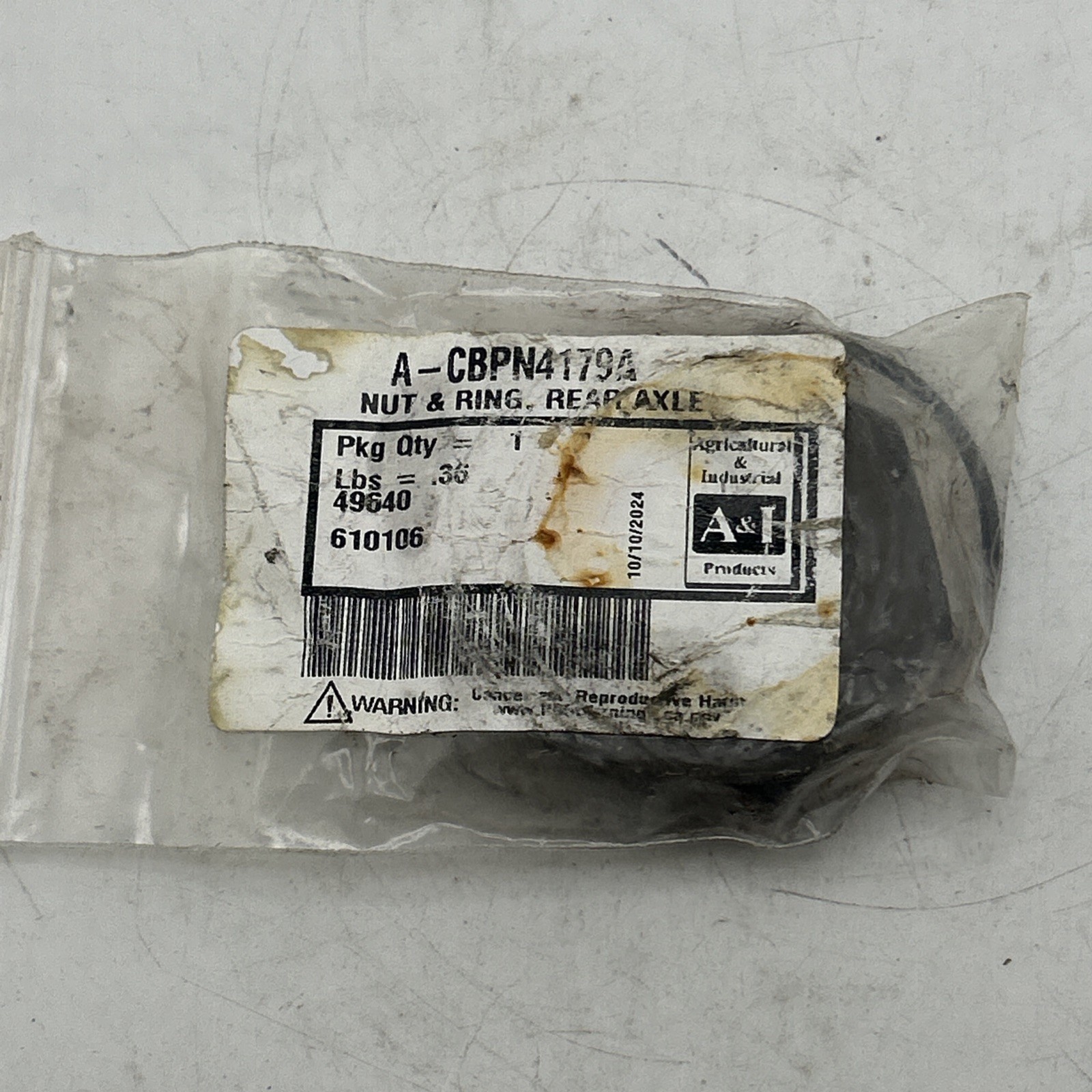 A-CBPN4179A Rear Axle Nut & Ring - Fits Ford/New Holland NAA, 541, 8N