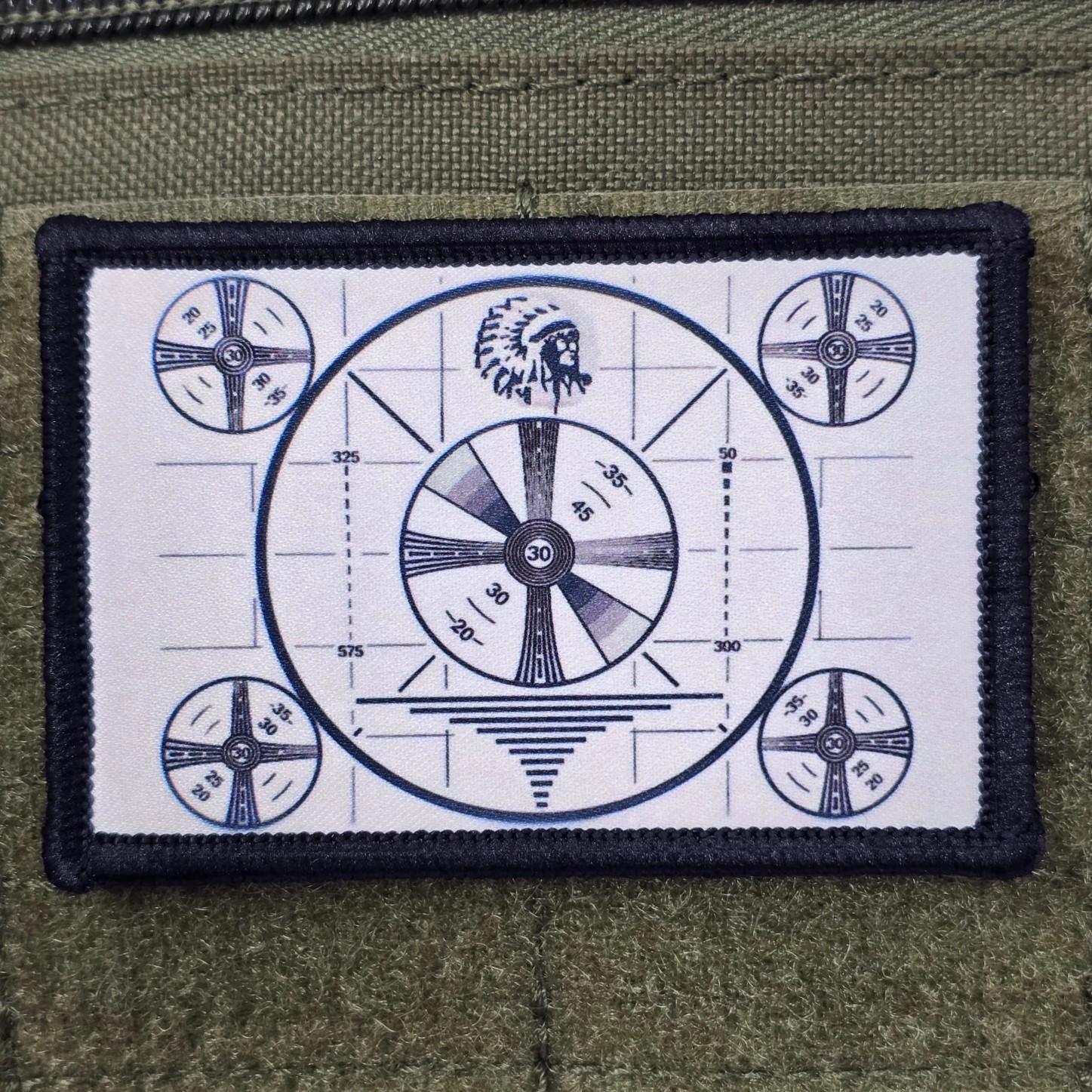 TV Test Pattern Patch Moral Tactical Meme Military Army USA Flag Hook & Loop 3x2