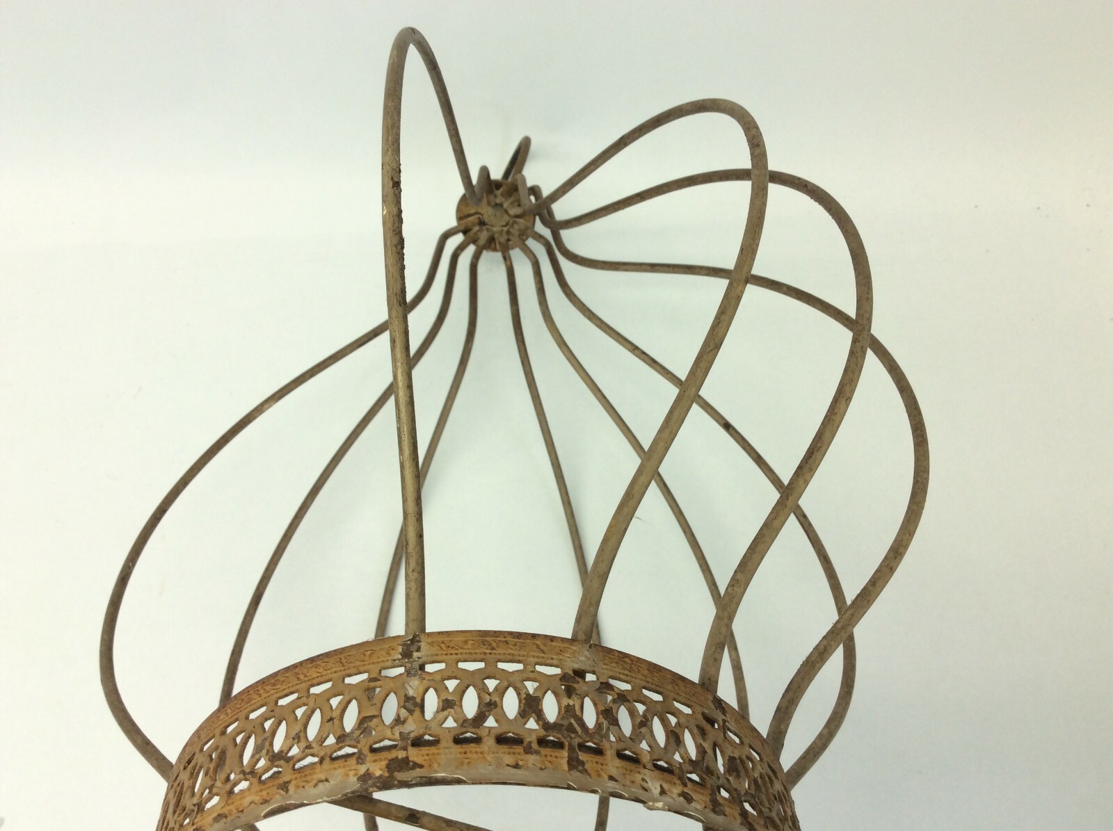 Unusual Caged Hanging Planter Hanger Cage Rustic Used Decorative
