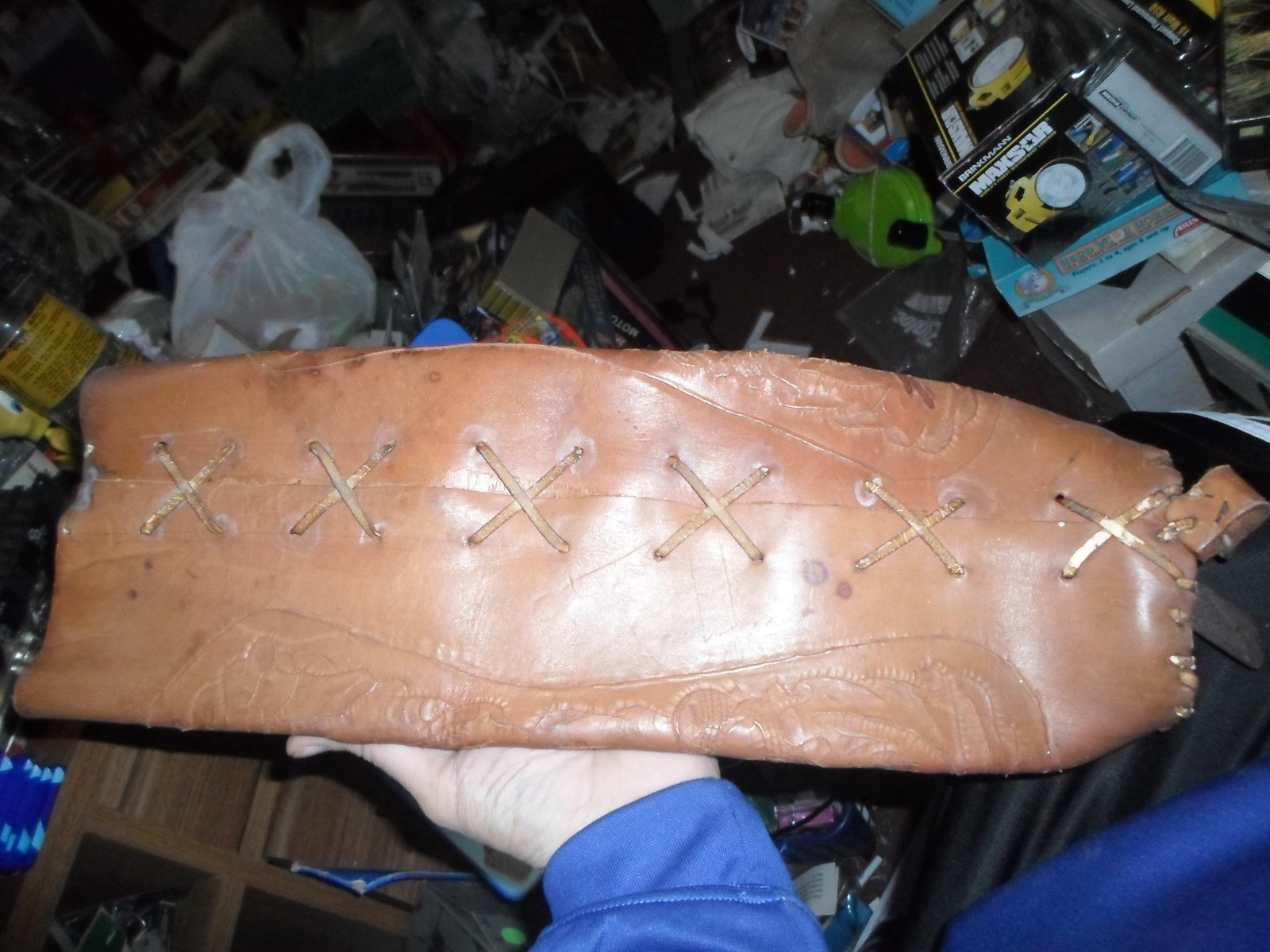 Vintage Engraved Leather Archery Quiver With strap
