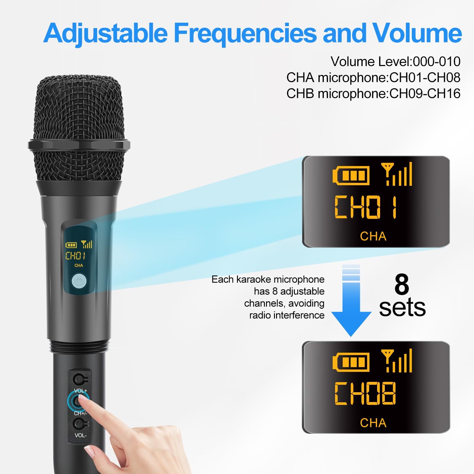 Wireless Microphone Karaoke Handheld Microphonewith Rechargeable Receiverfor ...