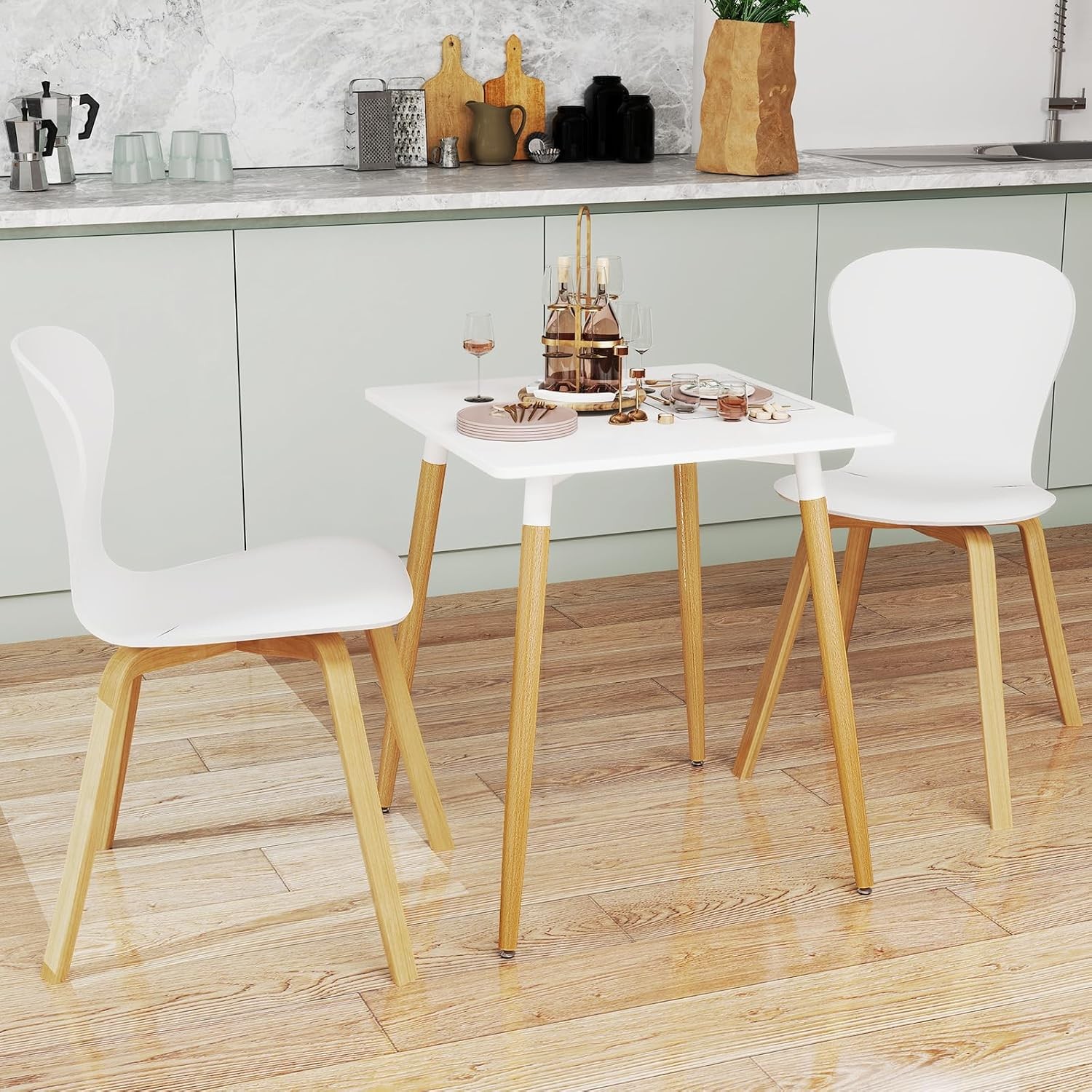 Square Dining Table 2 23.5" Small Kitchen Table W/ Adjustable Foot Pads