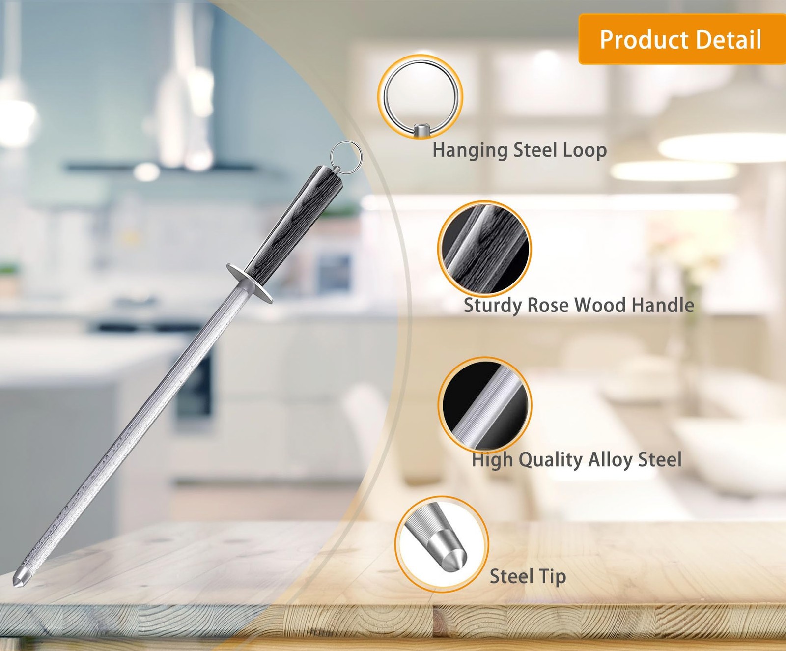 【𝐂𝐨𝐦𝐦𝐞𝐫𝐜𝐢𝐚𝐥 𝐆𝐫𝐚𝐝𝐞】Honing Rod,12" Knife Sharpener Rod Knife Sha...