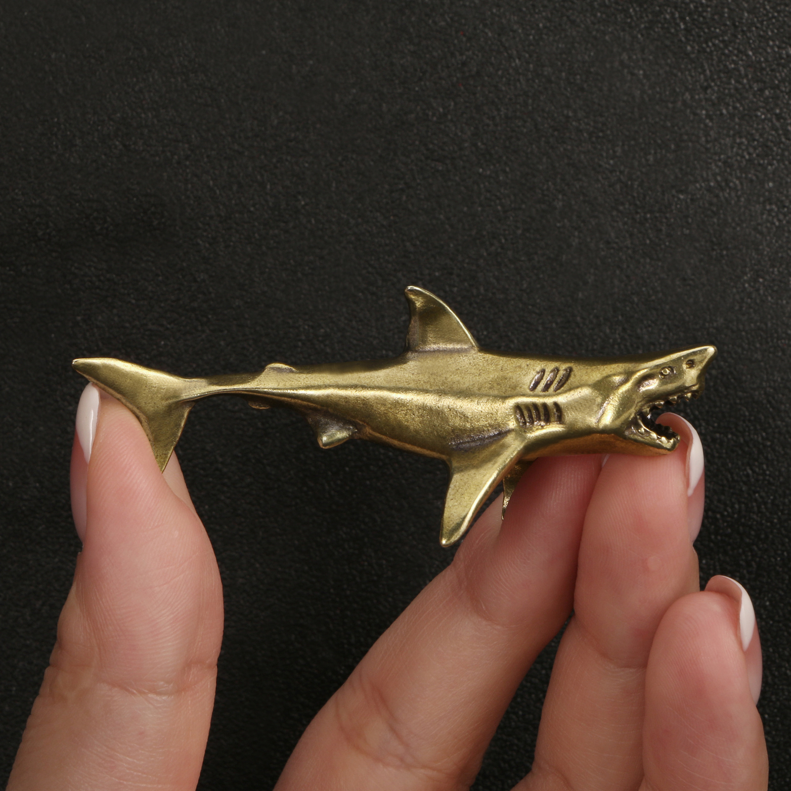 Solid Brass Shark Statue Ornament Home Decor Statue Animal Collectibles*
