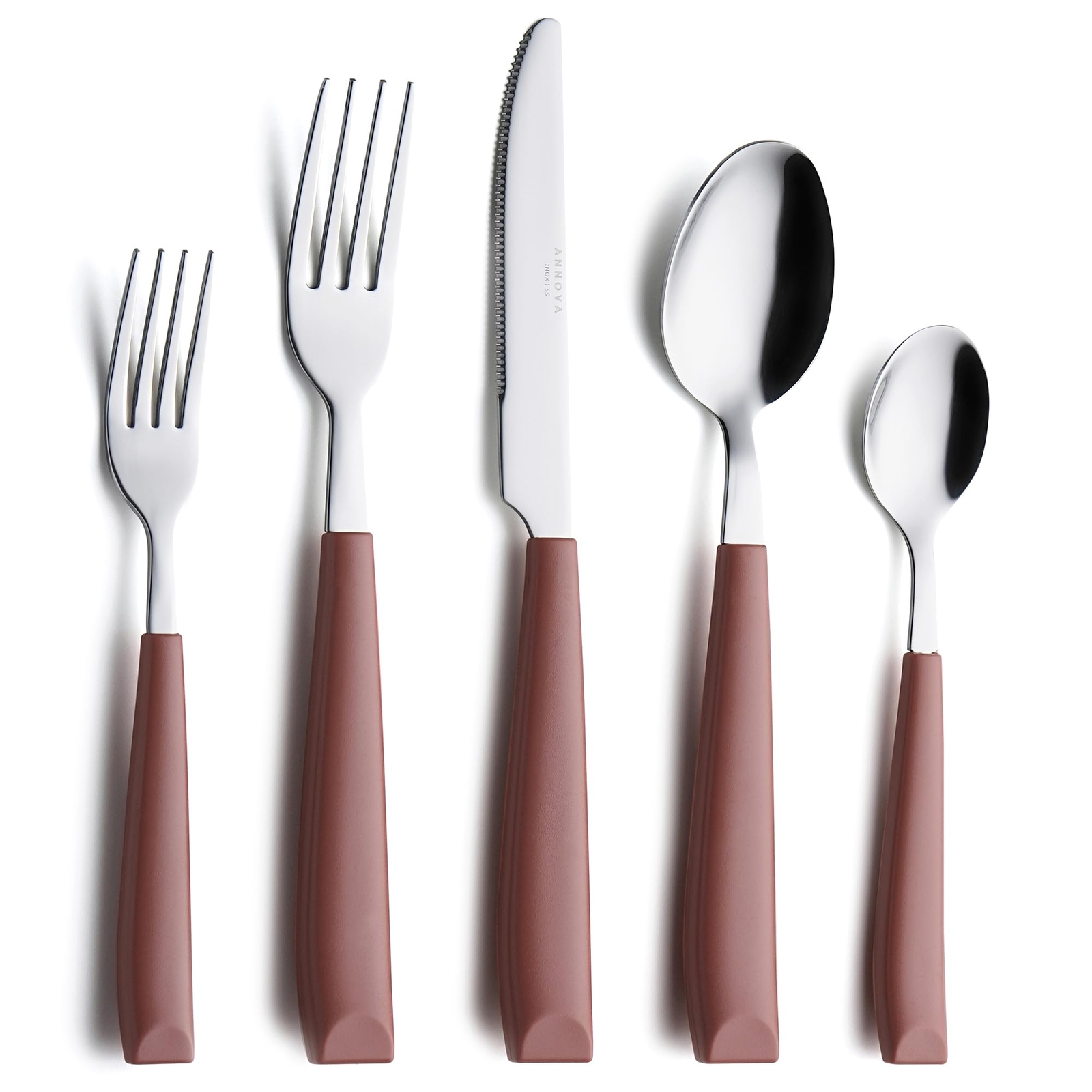Brown Silverware Set 20 Piece Stainless Steel Cutlery Color Handle Flatware