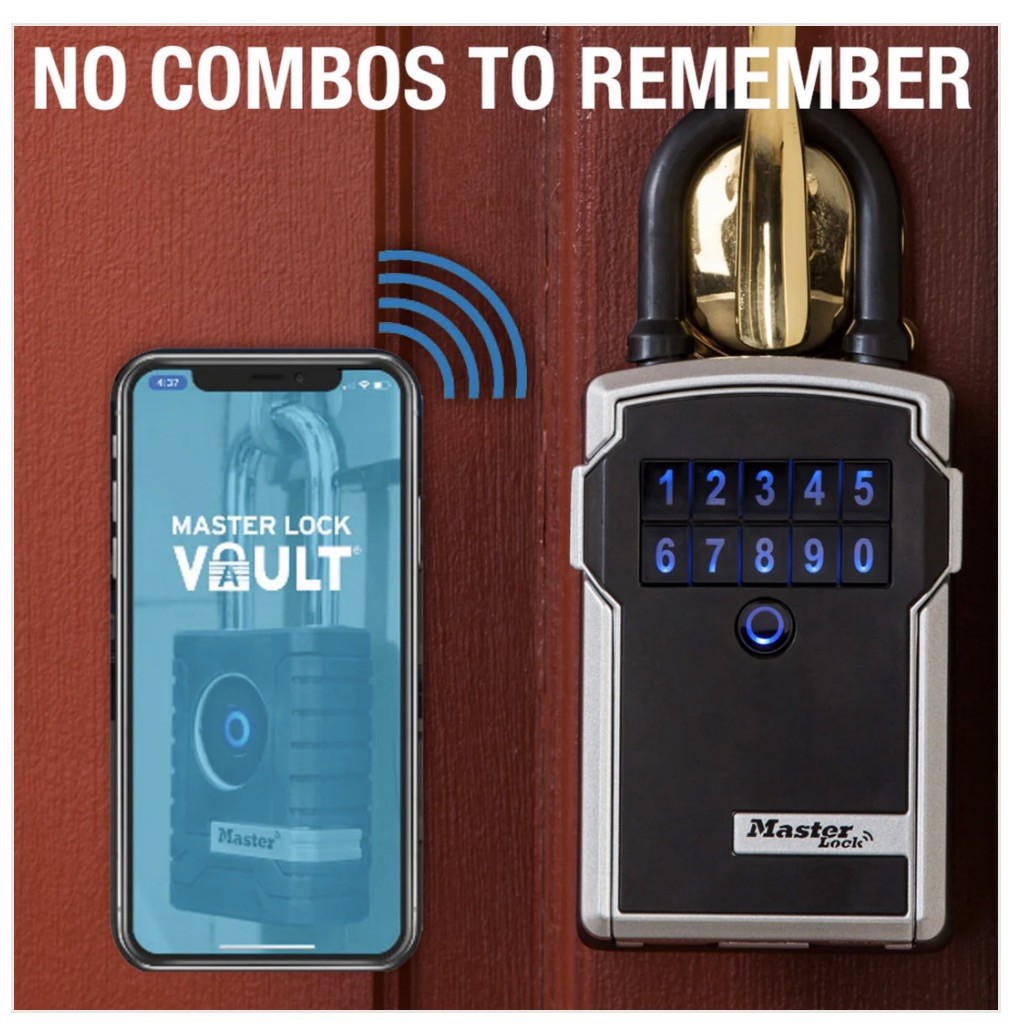 🔒Masterlock Portable Bluetooth Lock Box for Keys Metal, 3-1/4 in-7-13/64 5440EC