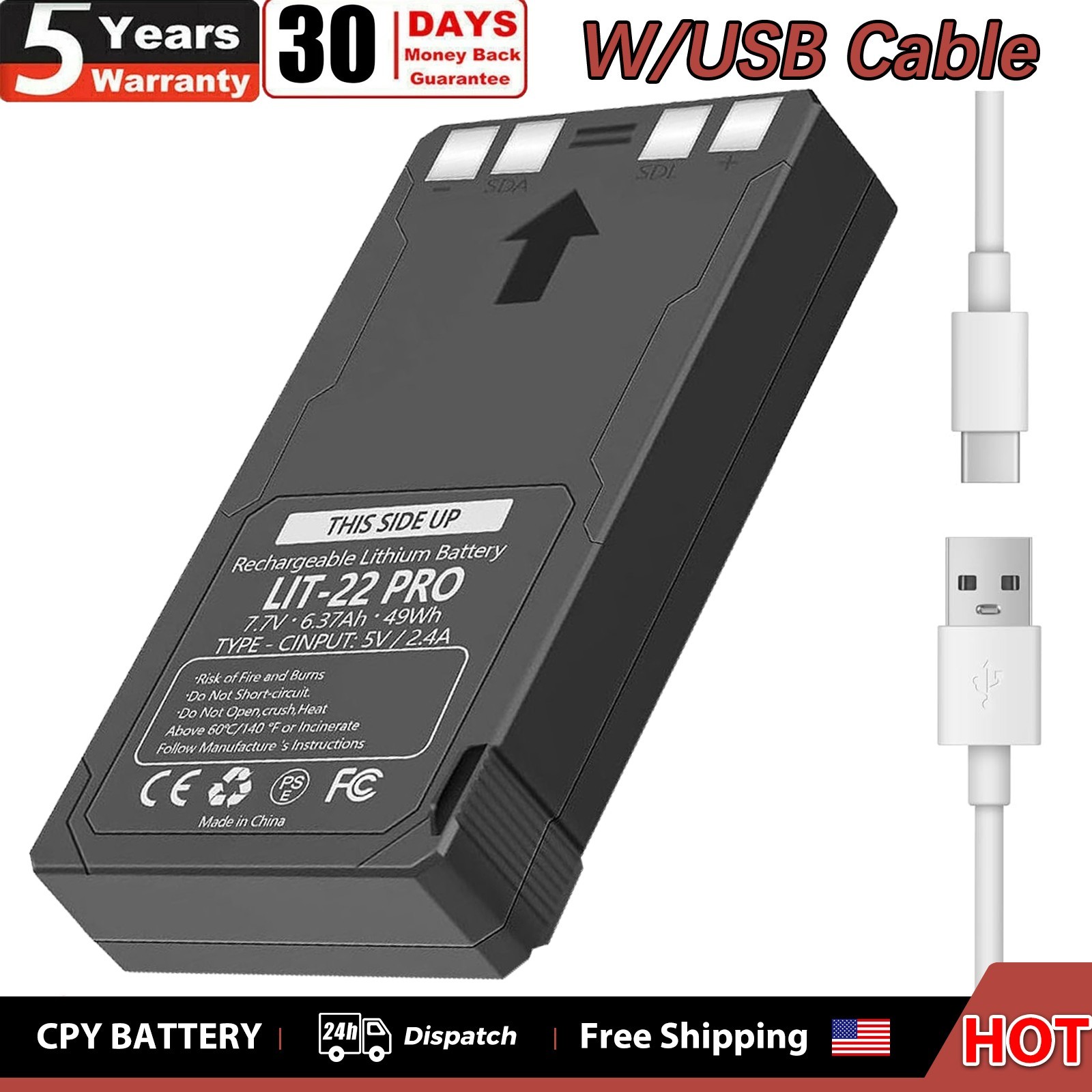 1-Pack Rechargeable LIT-22 Battery For Trail Camera Flex-M Flex G-36 Flex-Plus