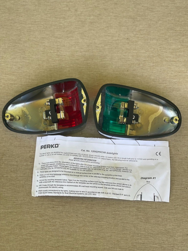Perko 1264DP0CHR 12V Vert Mount Side light Chrome Finish- Pair
