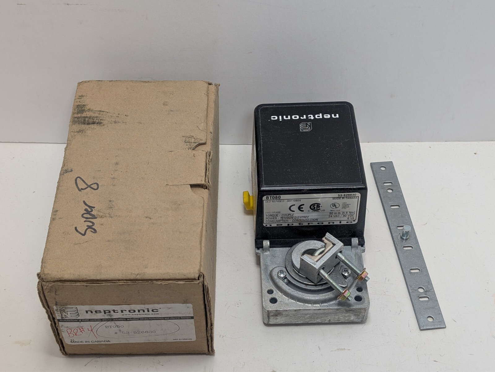 Neptronic BT080 Spring Return Damper Actuator, 24 VAC/30 VDC, 50 in-lb BBT1080A