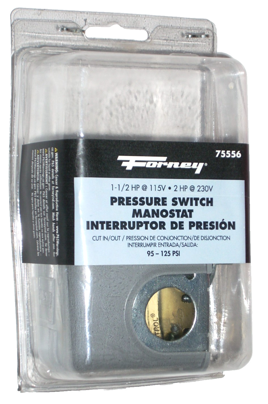 Forney Pressure Switch Manostat 1 1/2 to 2 HP at 115/230V, 95-125 PSI - 75556