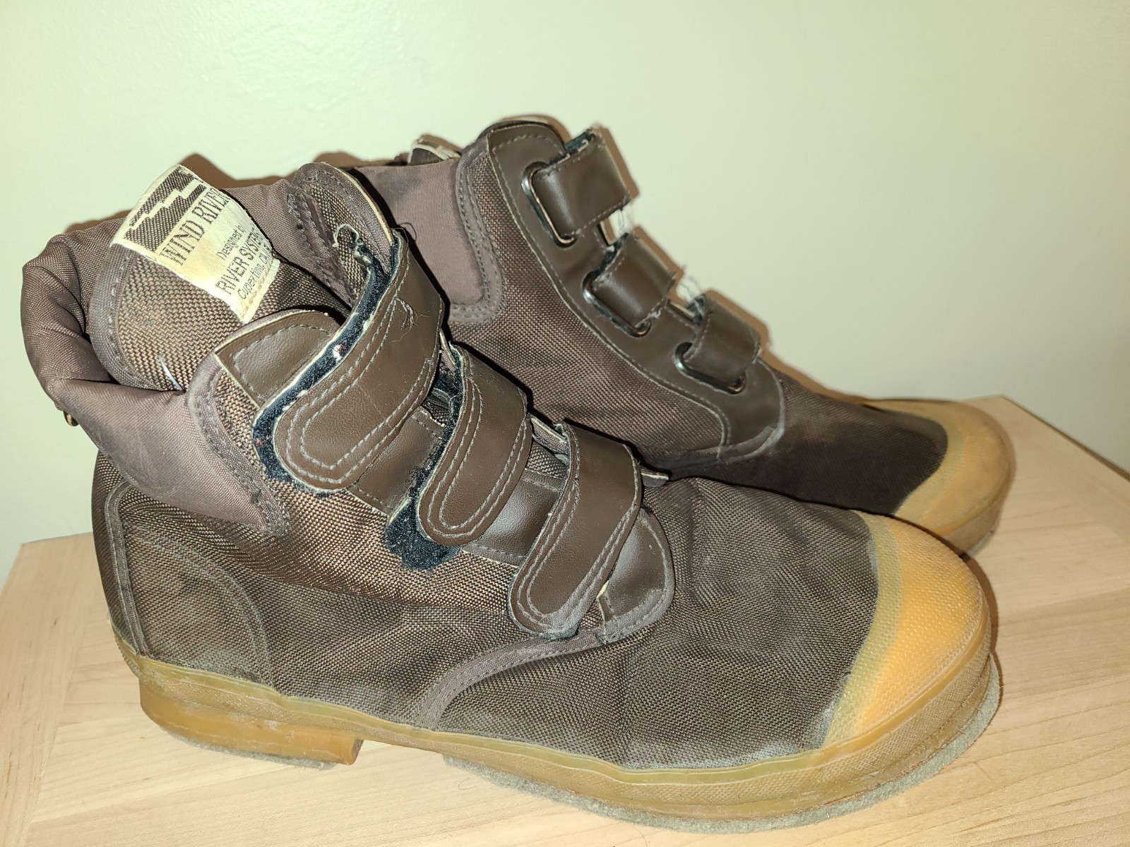 Vtg Wind River Felt Bottom Hook & Tie Canvas Fishing Boots Sz 11