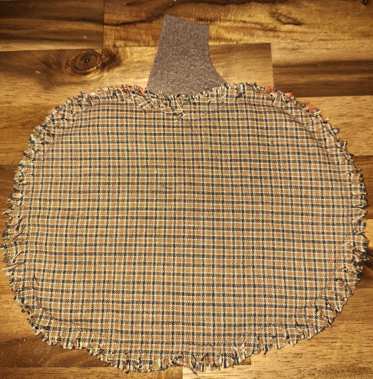 Handmade Raggedy Homespun Plaid Pumpkin Coaster - Set/4each #1028