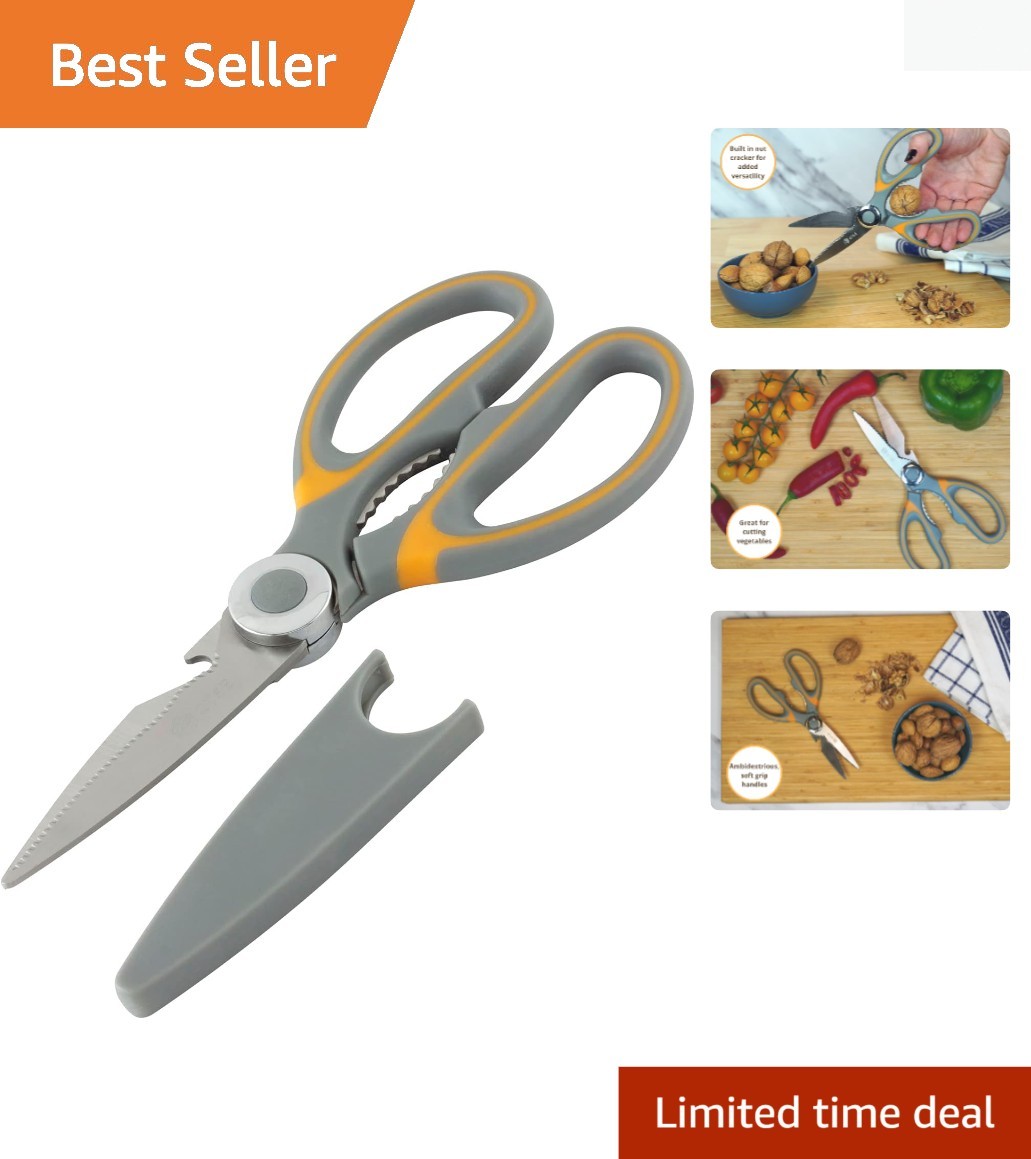 Multi-Purpose Kitchen Shears: Dishwasher Safe, Sharp Blades & Ergonomic Design