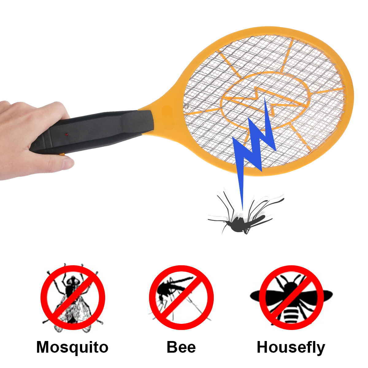 2Pcs Electric Mosquito Fly Swatter Pest Insect Killer Handheld Bug Zapper Racket