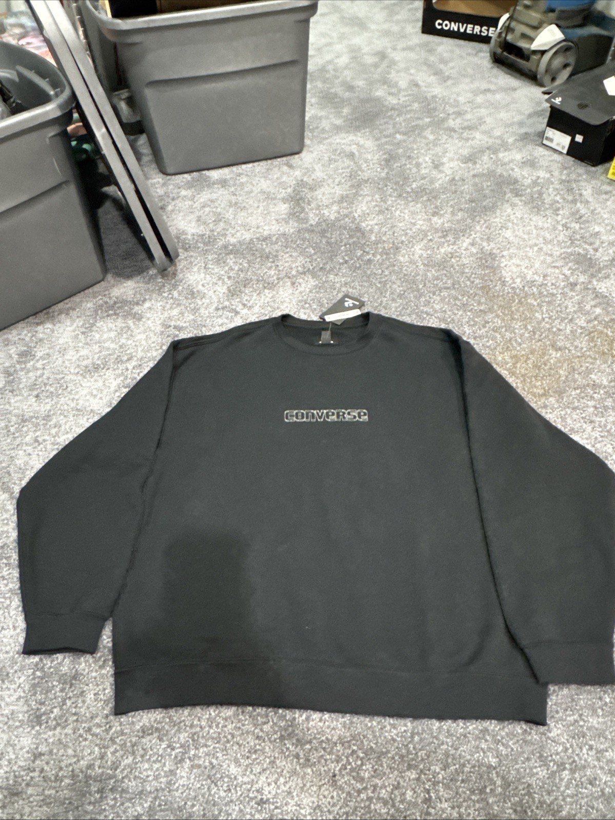 Converse Black Crew Neck Sweater Loose Fit Sz Large