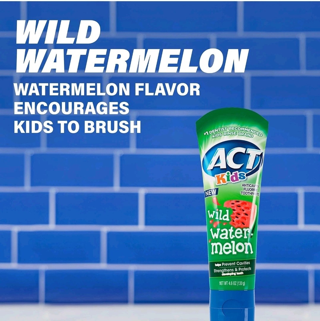 ACT Kids Anticavity Fluoride Toothpaste, Wild Watermelon, 4.6 oz.