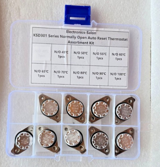 9pcs KSD301 Normally Open Thermostat Thermal Control Switch Assortment Kit