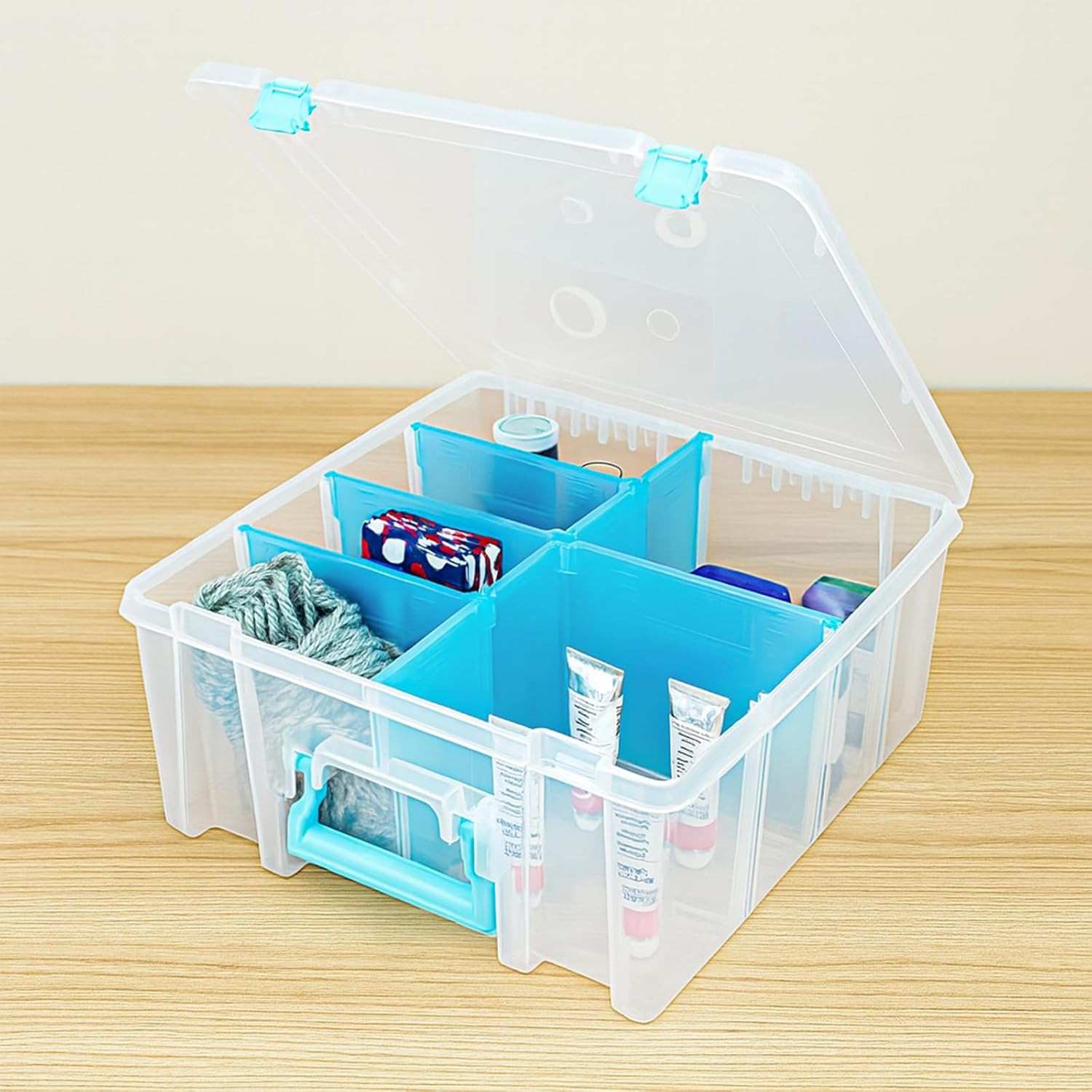 Super Satchel Double Deep Compartment Box - Art Storage with 8 Removable Compart