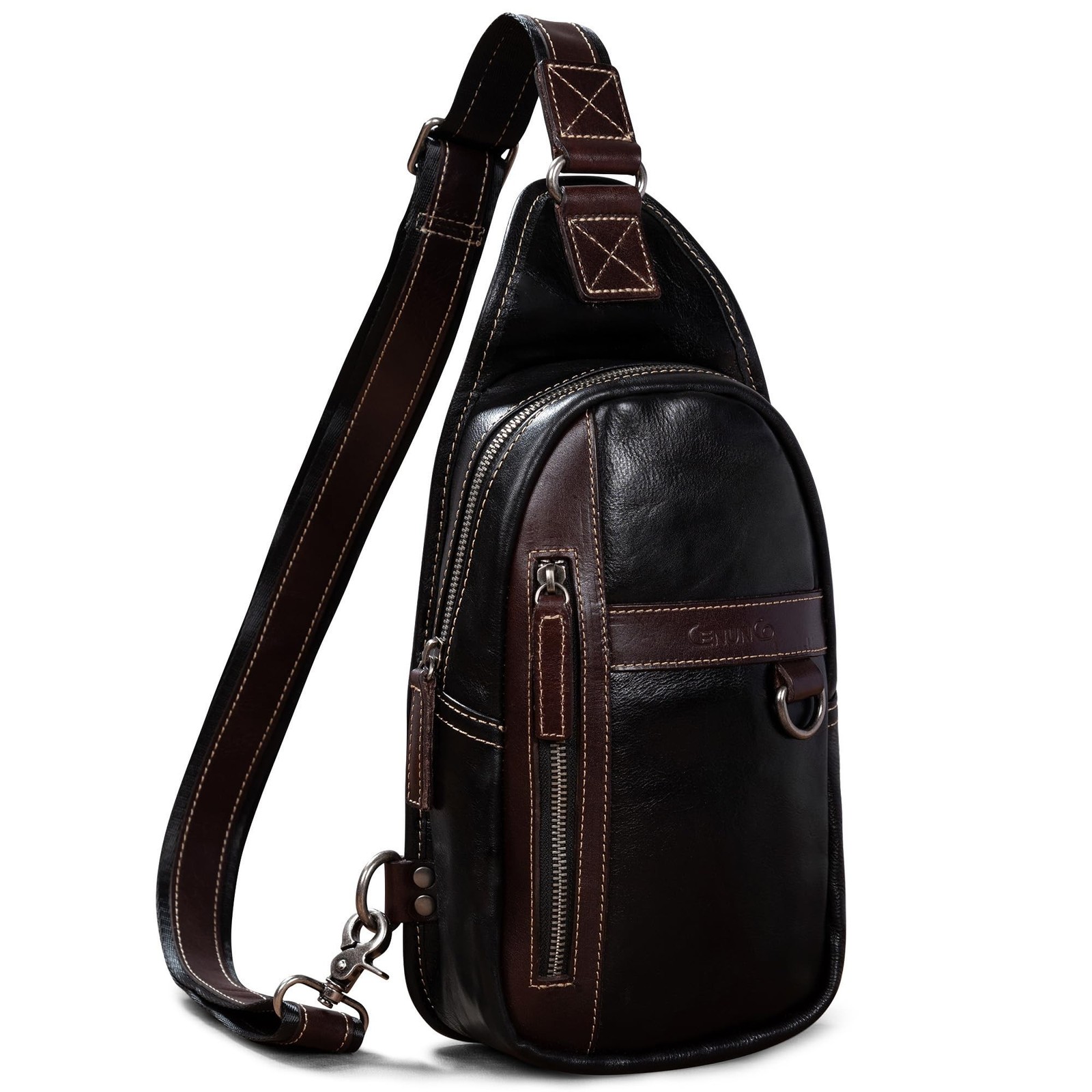 Geniune Leather Sling Bag for Men Women Crossbody Shoulder Bag Sling Backpack...
