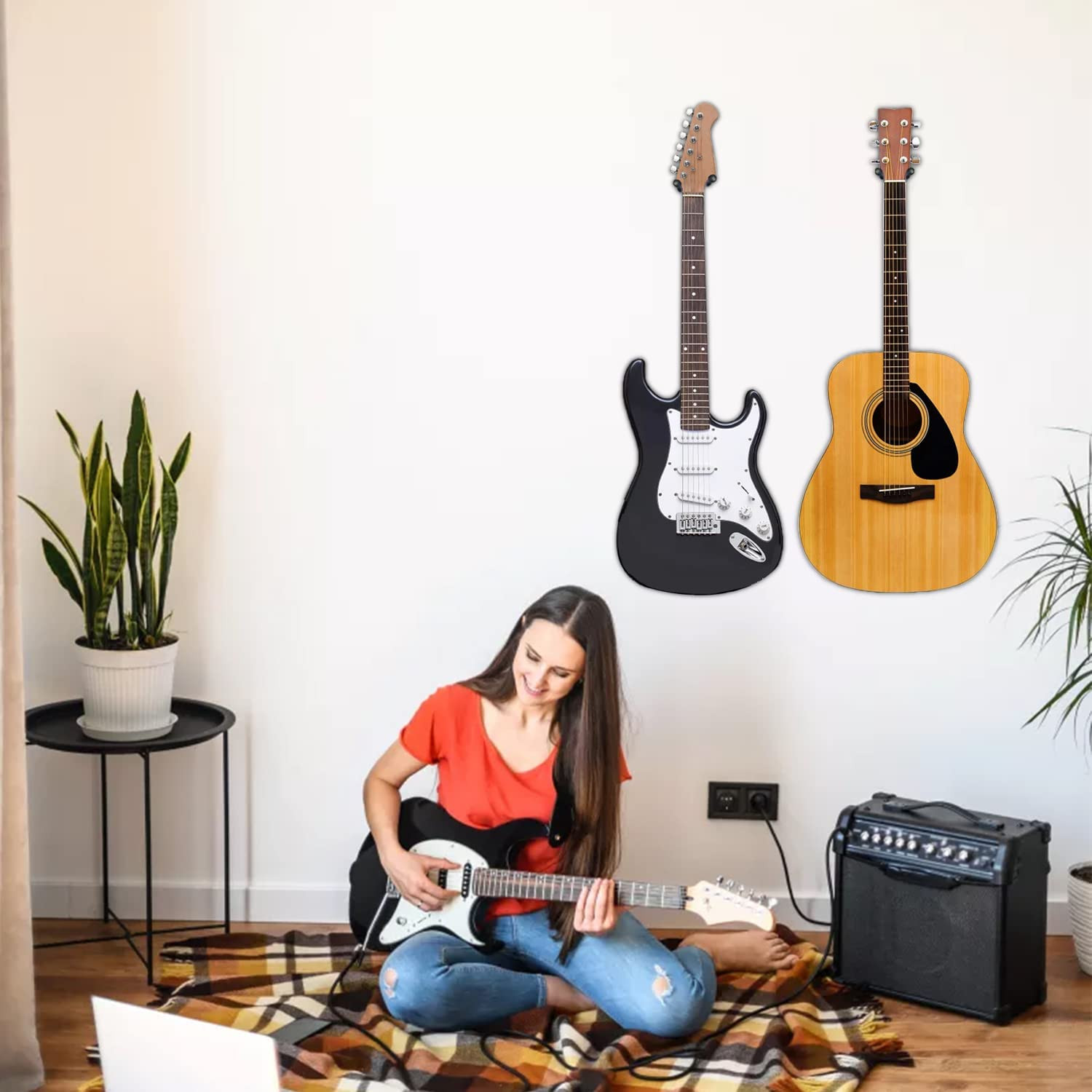 Black Walnut Guitar Wall Mount U-Shape Auto Pivot Hanger