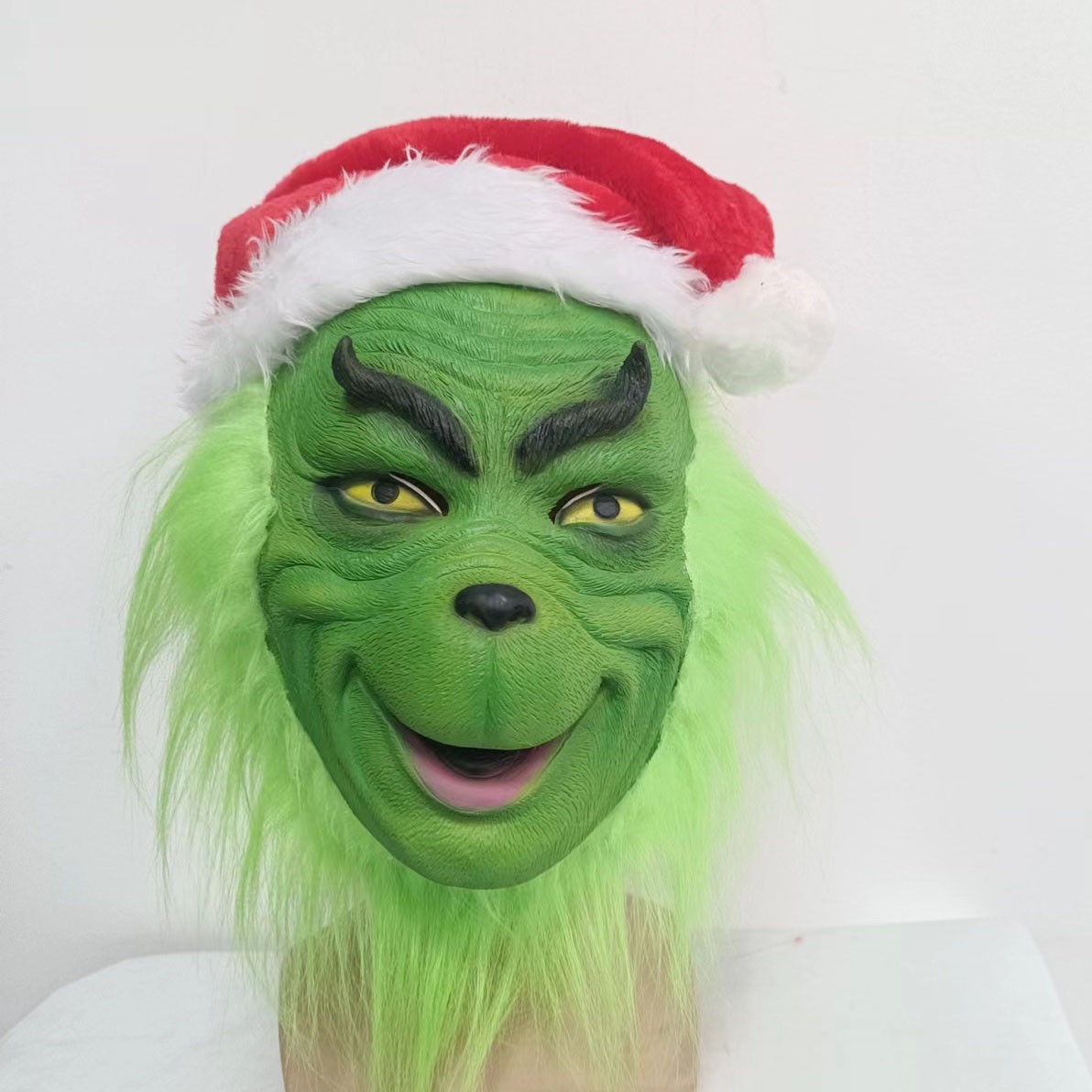 The Grinch Mask Full Head Latex Xmas Christmas Cosplay Costume with hat