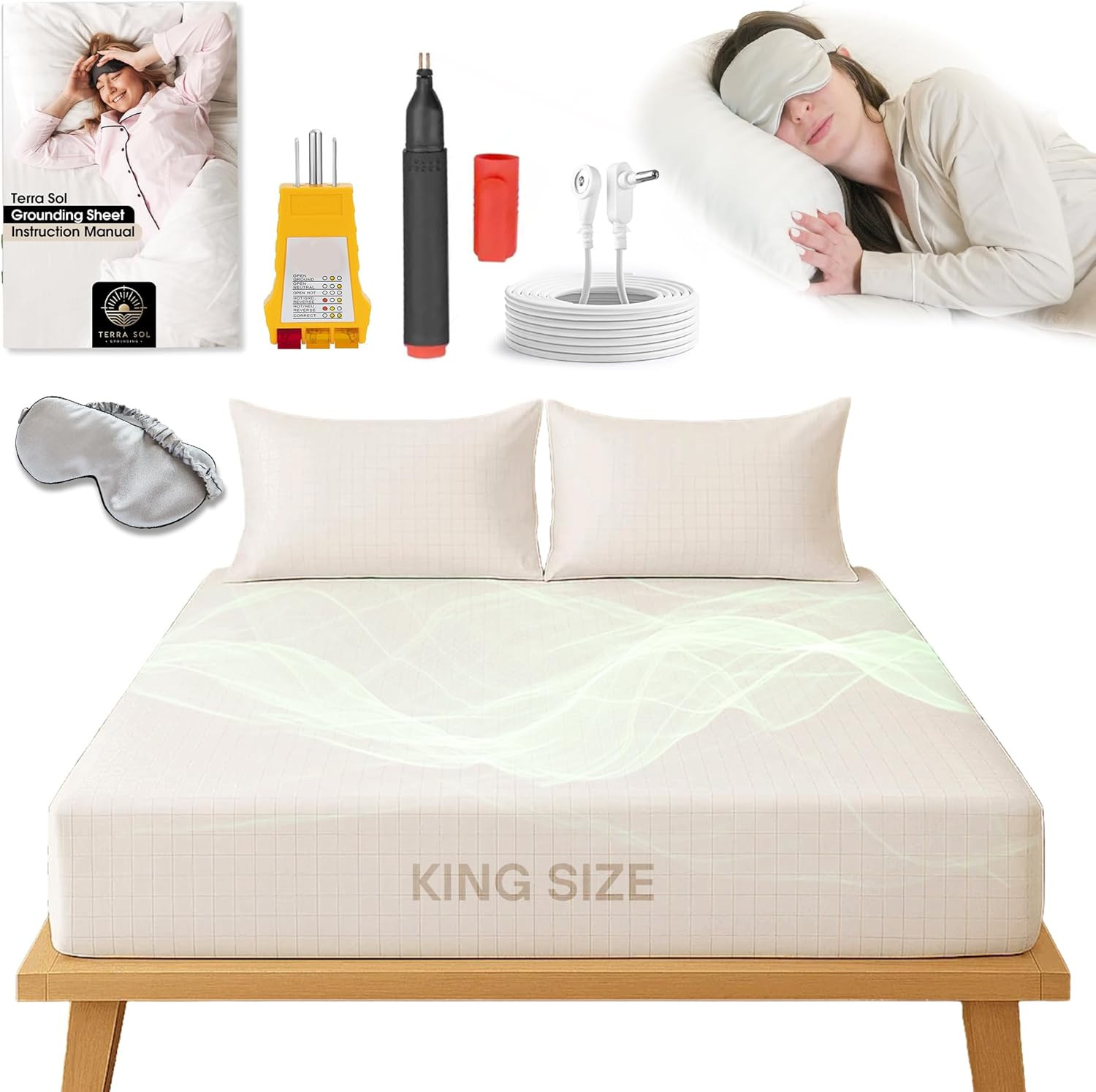 King Size Earthing Sheet Organic Cotton Silver Fiber Grounding Bed Sheet White