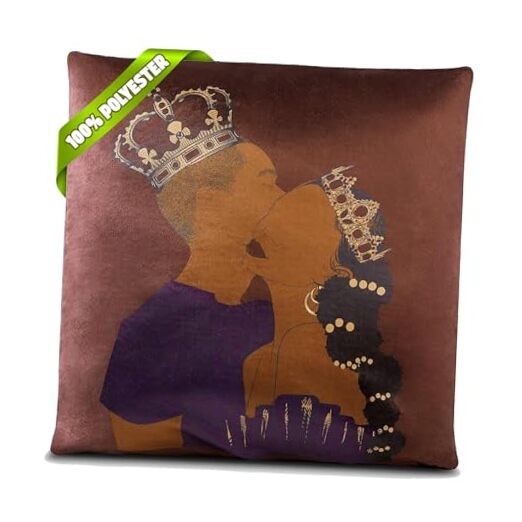 Decorative Throw Pillow – King & Queen Design, Soft Down Alternative Cranberry