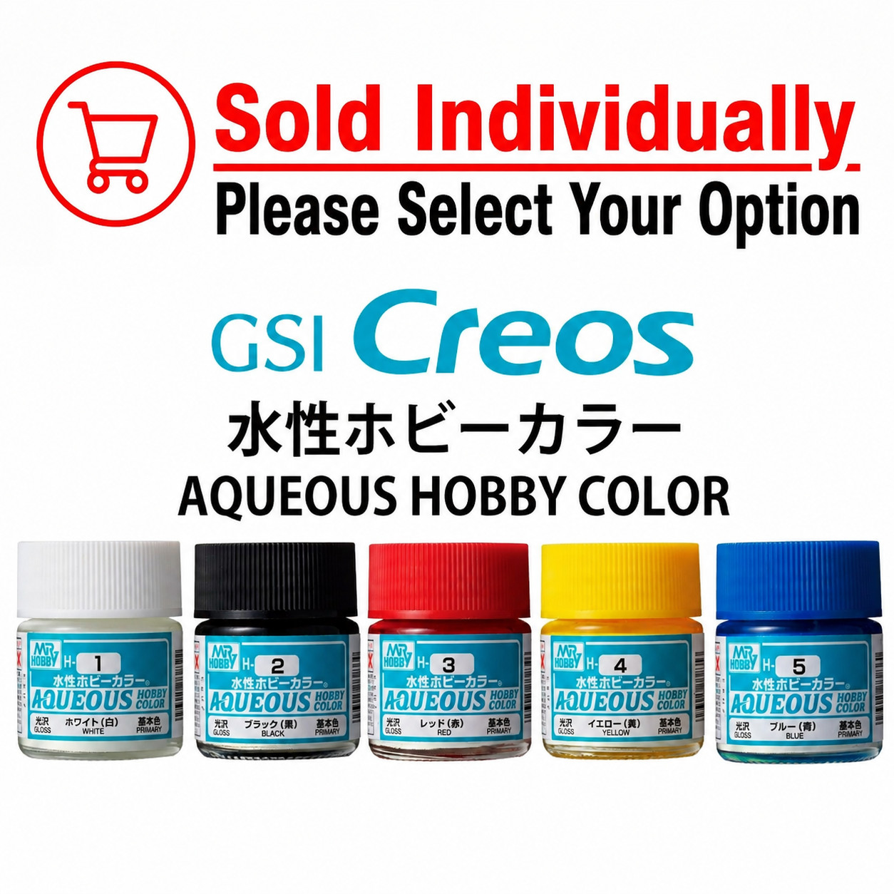 Gunze GSI Mr.Hobby Aqueous Color Acrylic Paint H1~H515 (10ml) Multiple Options