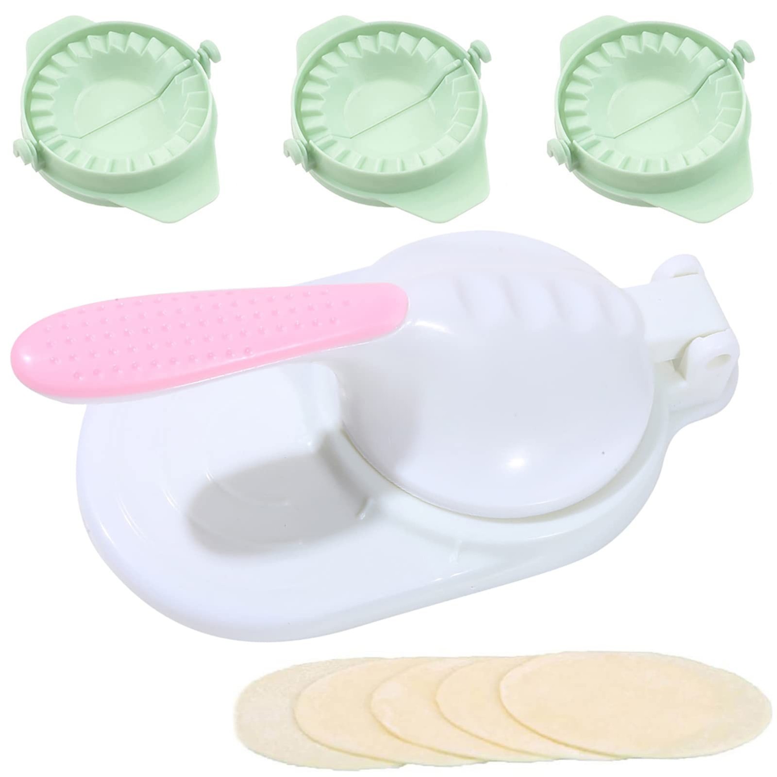 Dough Presser Dumpling Skin Maker with 3Pcs Dumpling Press Molds, Manual Pres...