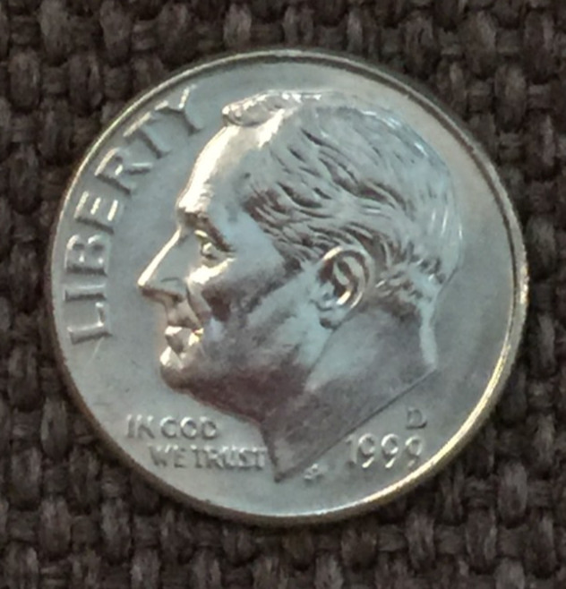 1999 D Dime Roosevelt, actual coin in picture, free shipping.