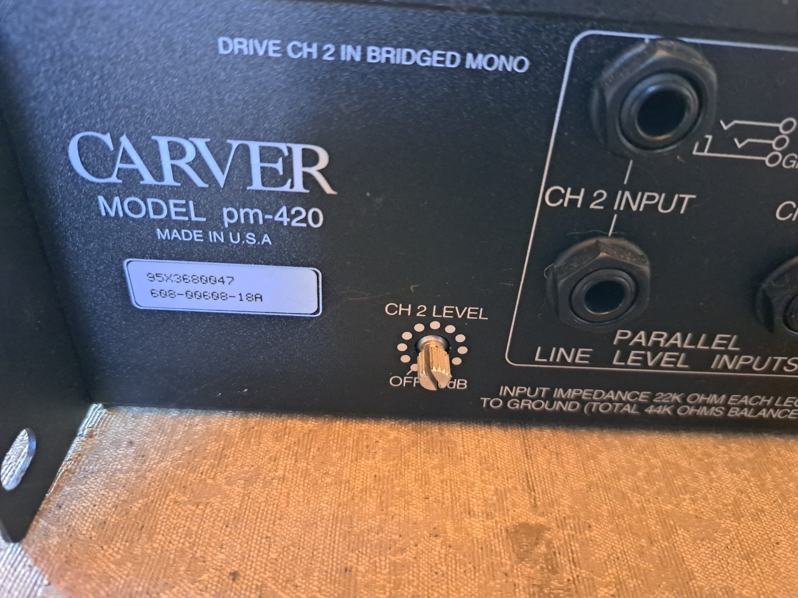 Carver Power Amplifier PM420 - 2 Channel 100%