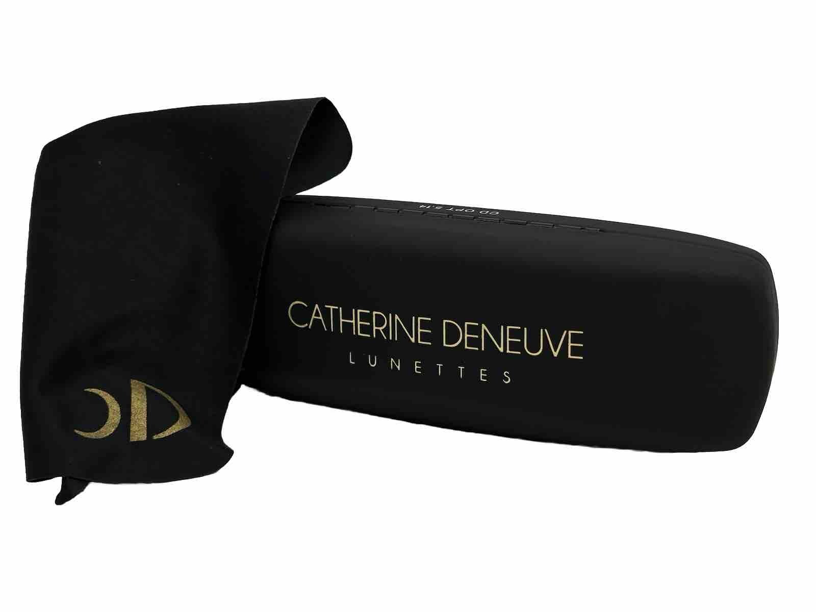 NEW Catherine Deneuve Lunettes Black Hard Eyeglasses Case Spring Closure & Cloth